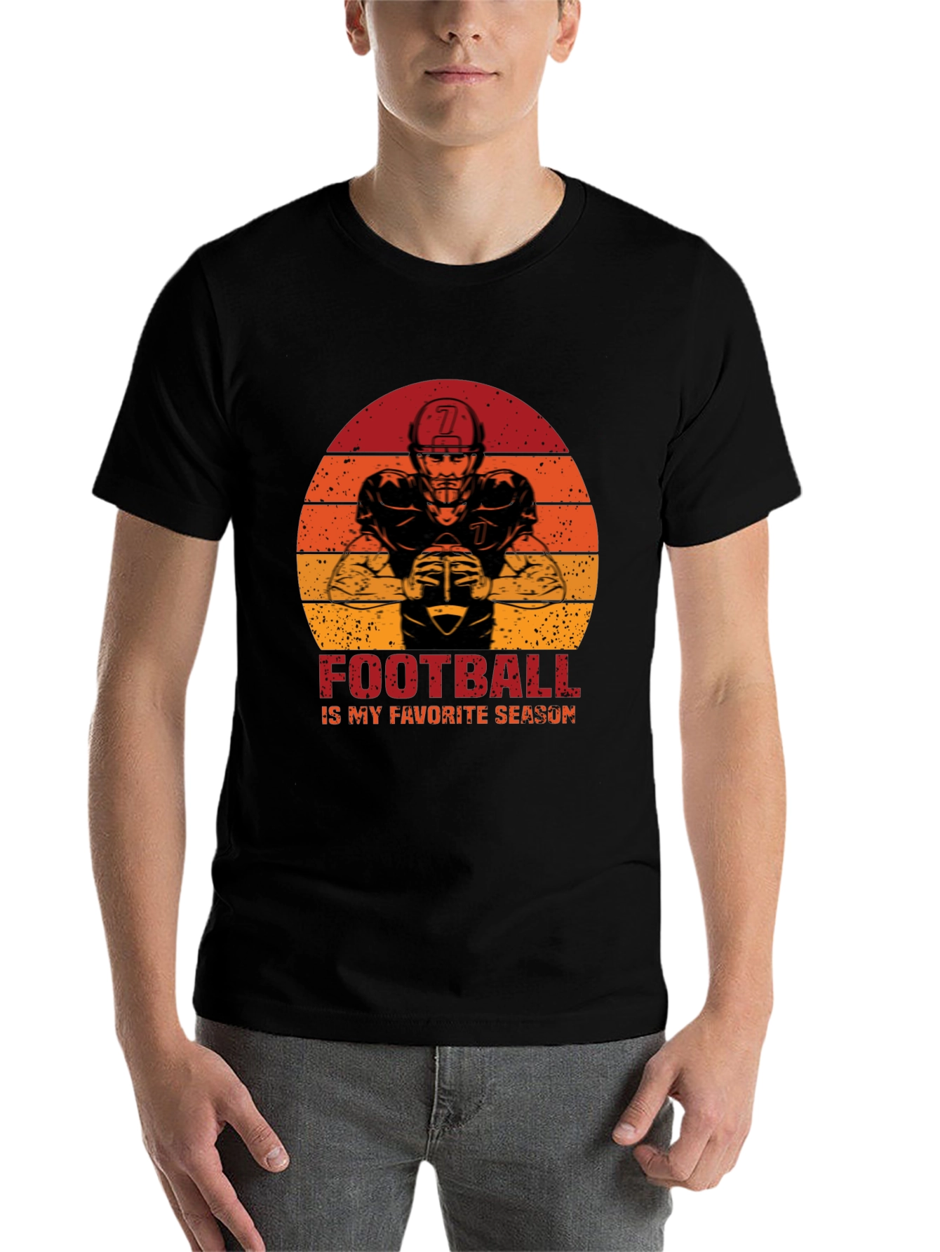 Black Football Is My Favorite Season Graphic T-Shirt view 7
