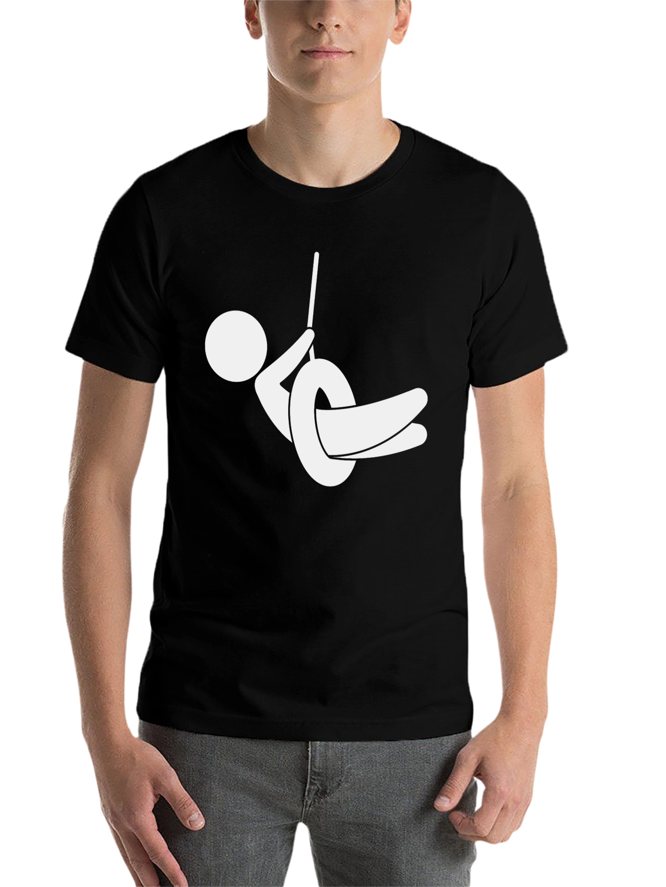 Black Stick Figure Tire Swing Graphic Tee - Black view 7