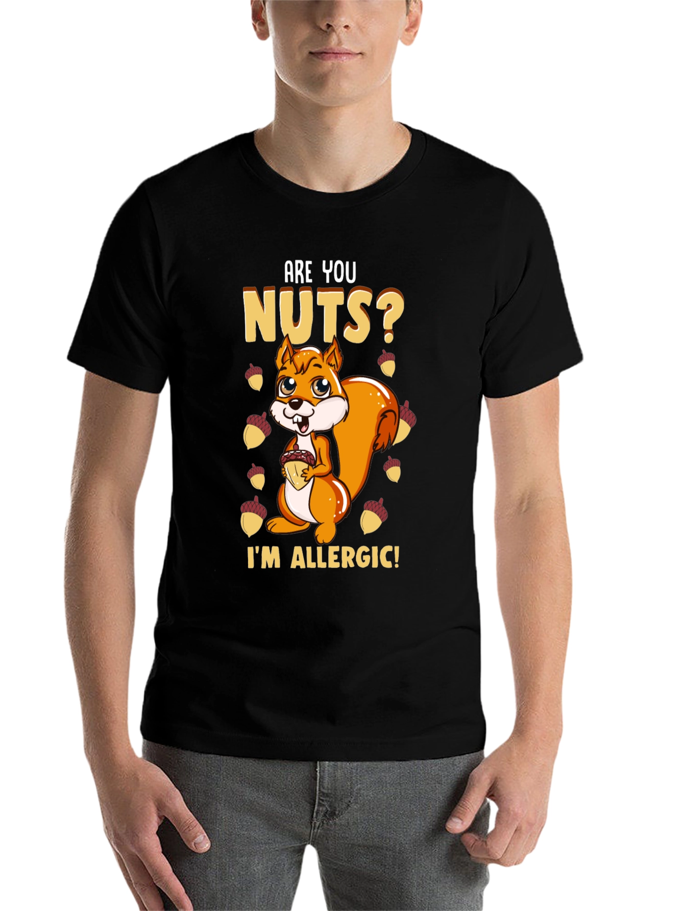 Black Funny Squirrel Nut Allergy T-Shirt view 7