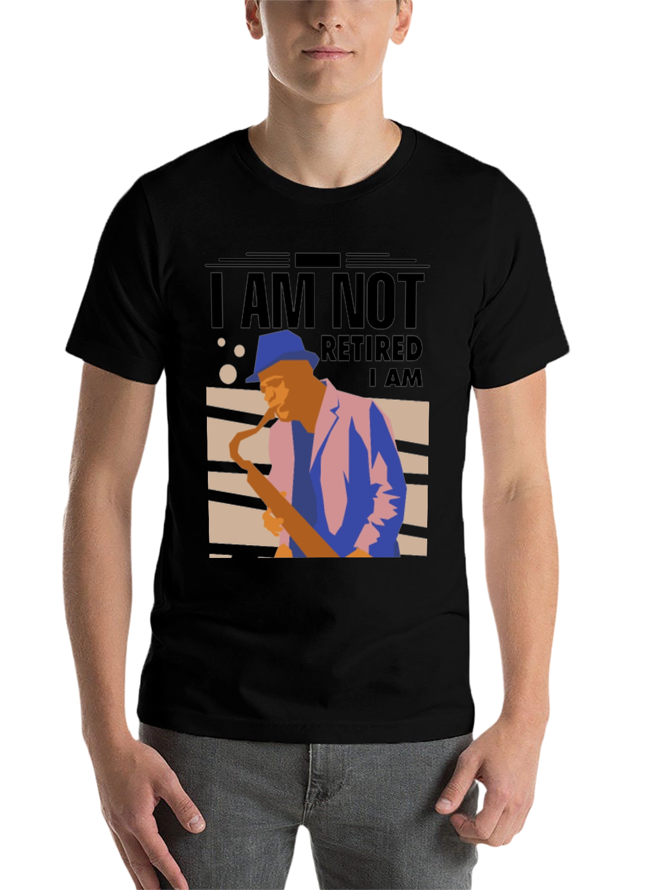 Black I Am Not Retired T-Shirt - Musician Sax Player Graphic Tee view 7