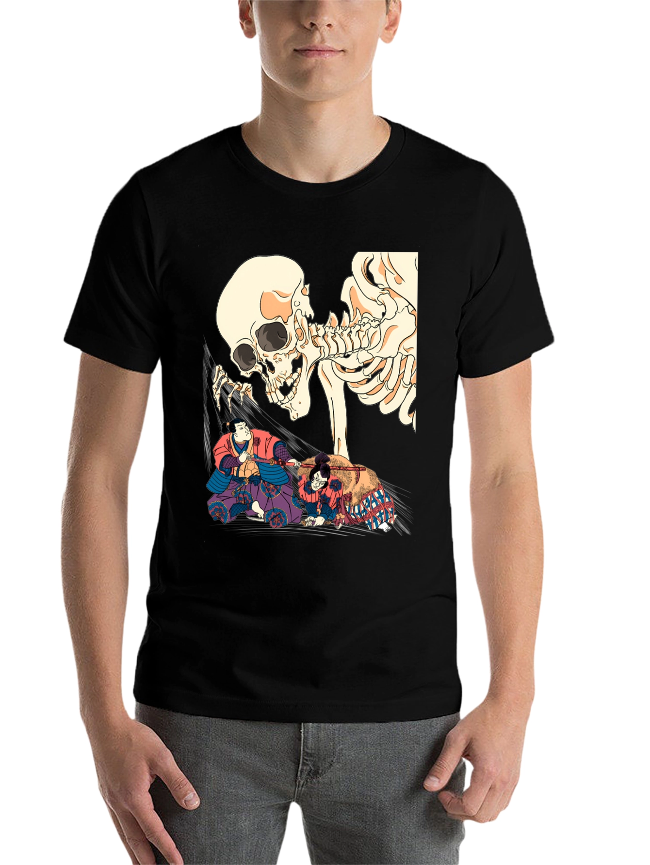 Black Skull & Sumo Wrestler Graphic T-Shirt view 7