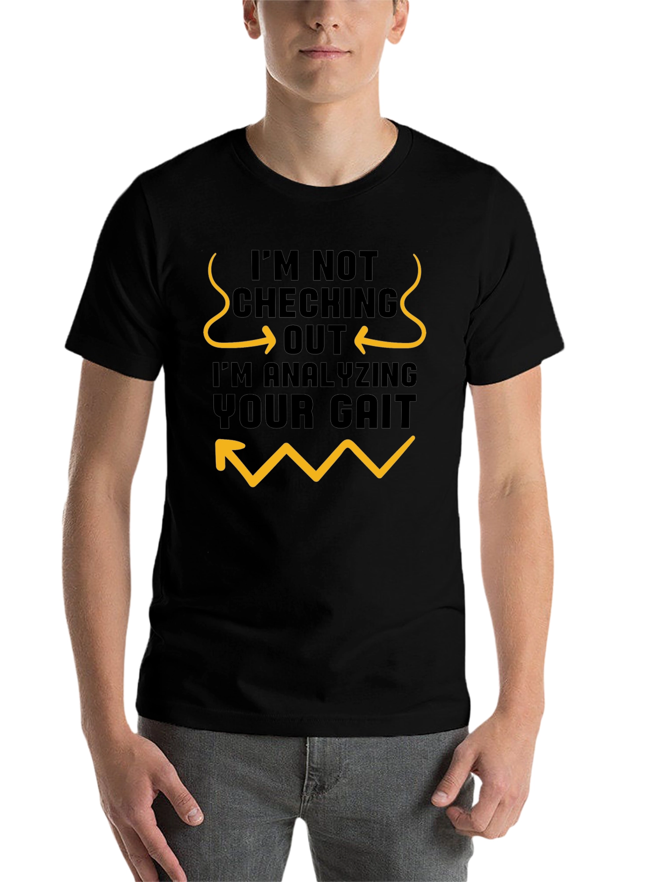Black Funny Gait Analysis T-Shirt - I'm Not Checking You Out view 7