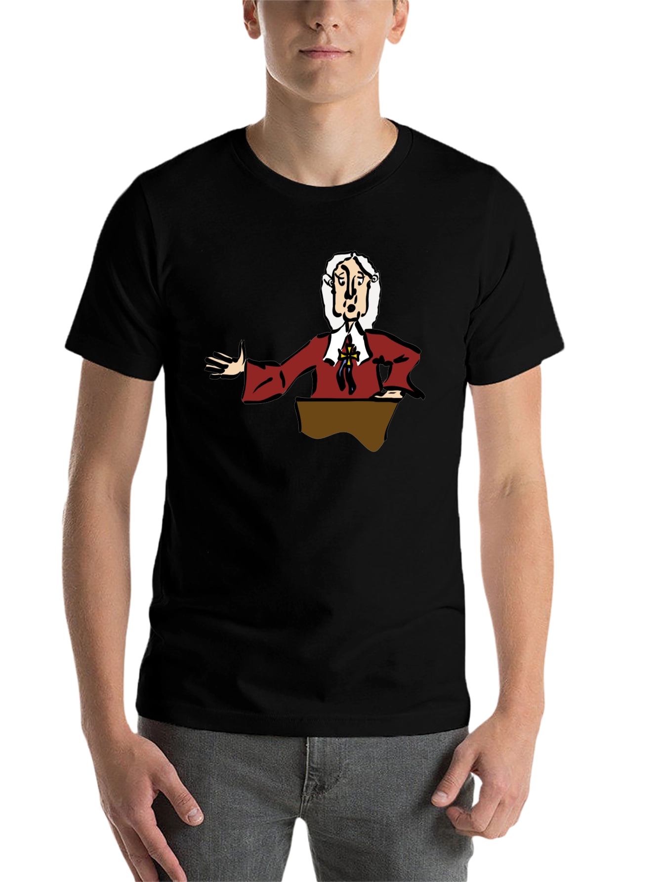 Black Cartoon Preacher Black T-Shirt view 7