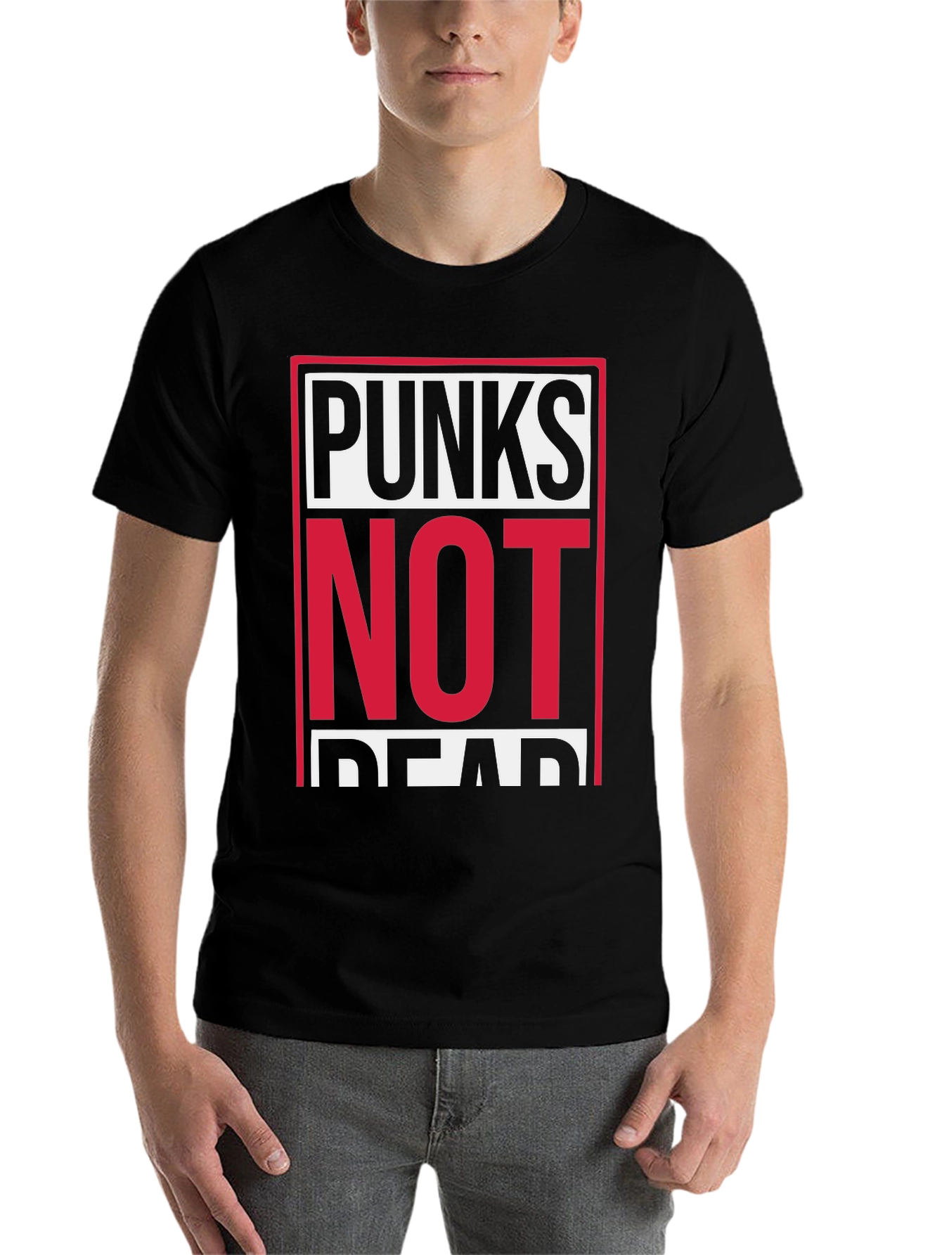 Black Punks Not Dead Graphic Tee - Black Cotton T-Shirt view 7