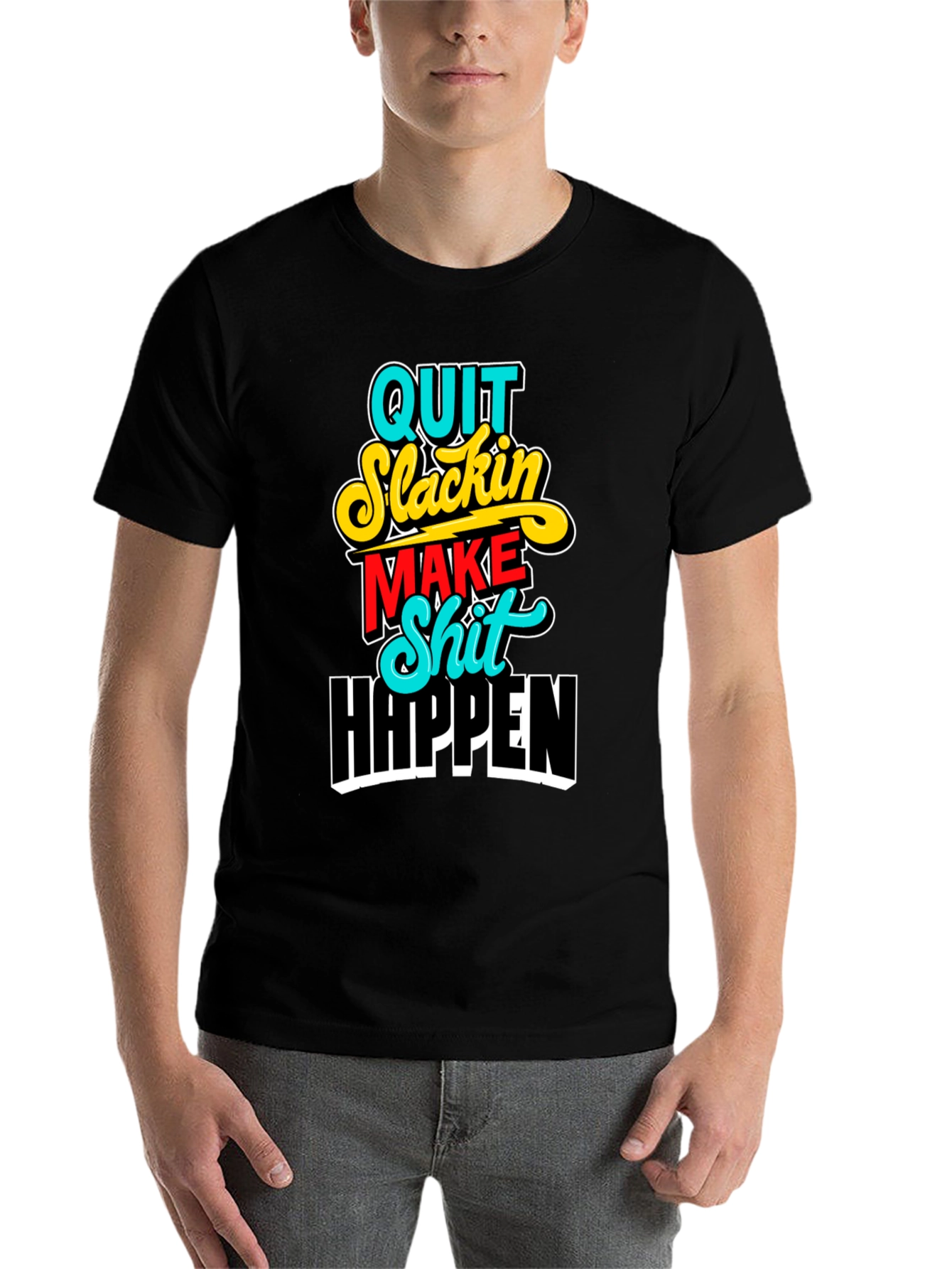 Black Quit Slackin' Graphic Tee view 7