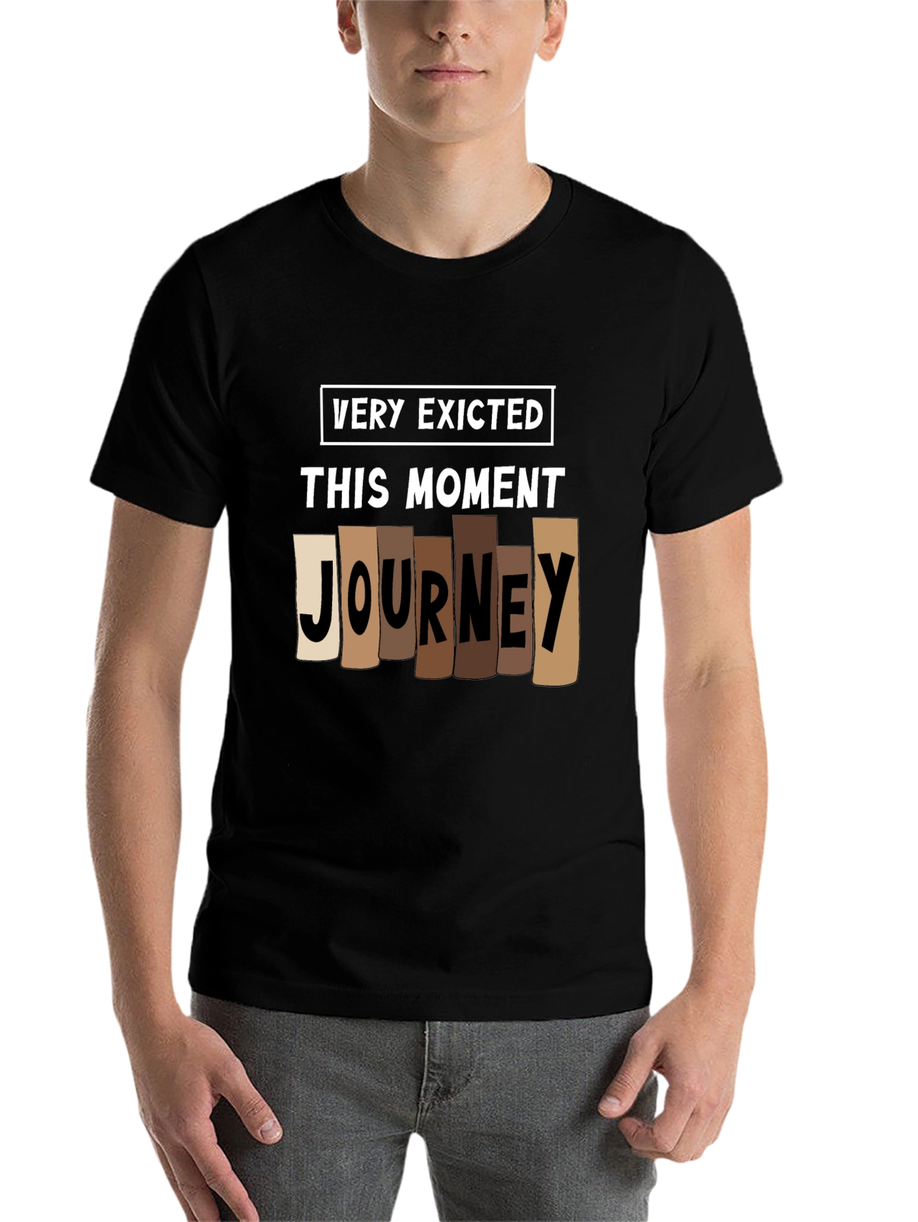 Black Very Exicted This Moment Journey T-Shirt view 7