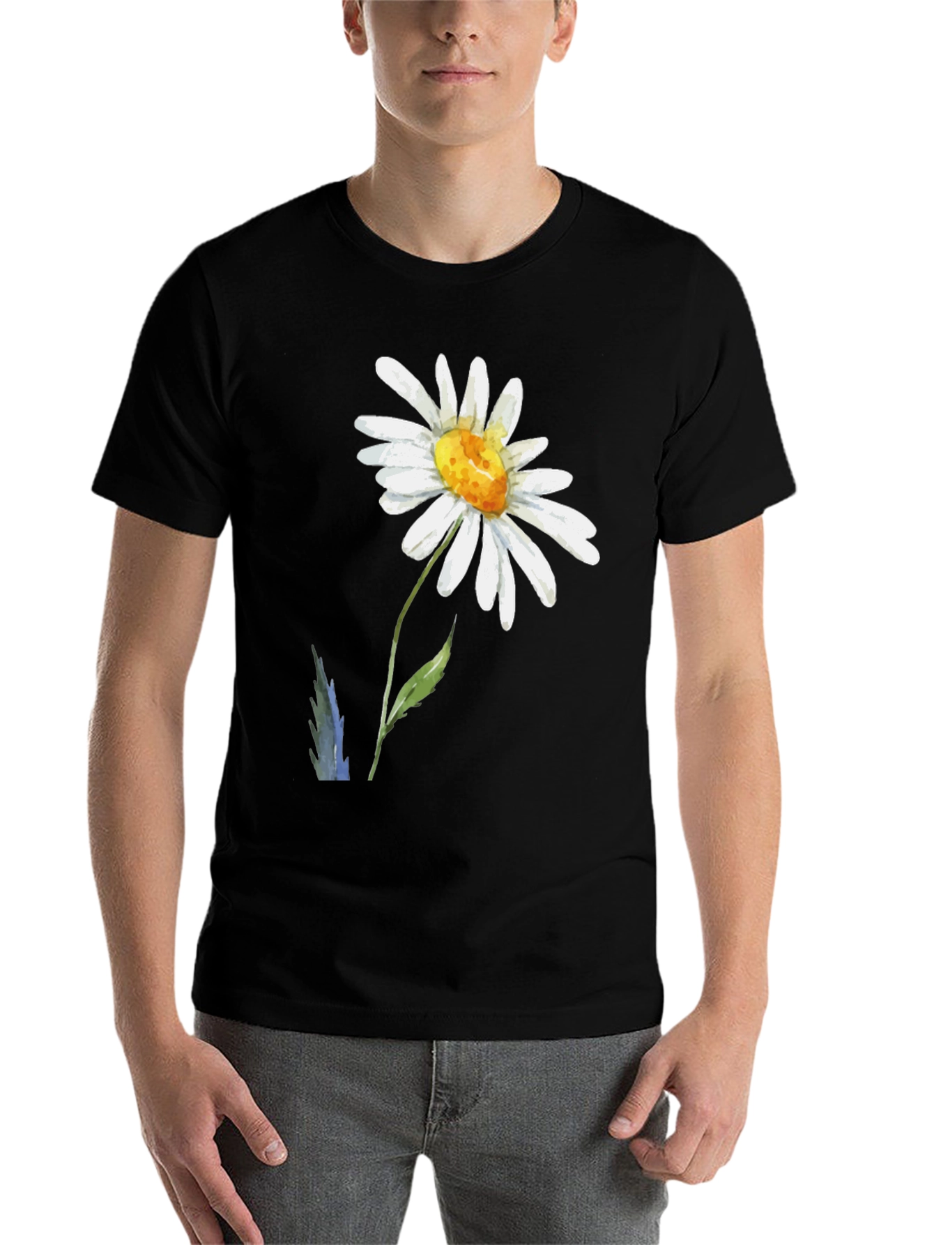 Black Daisy Flower Black T-Shirt view 7