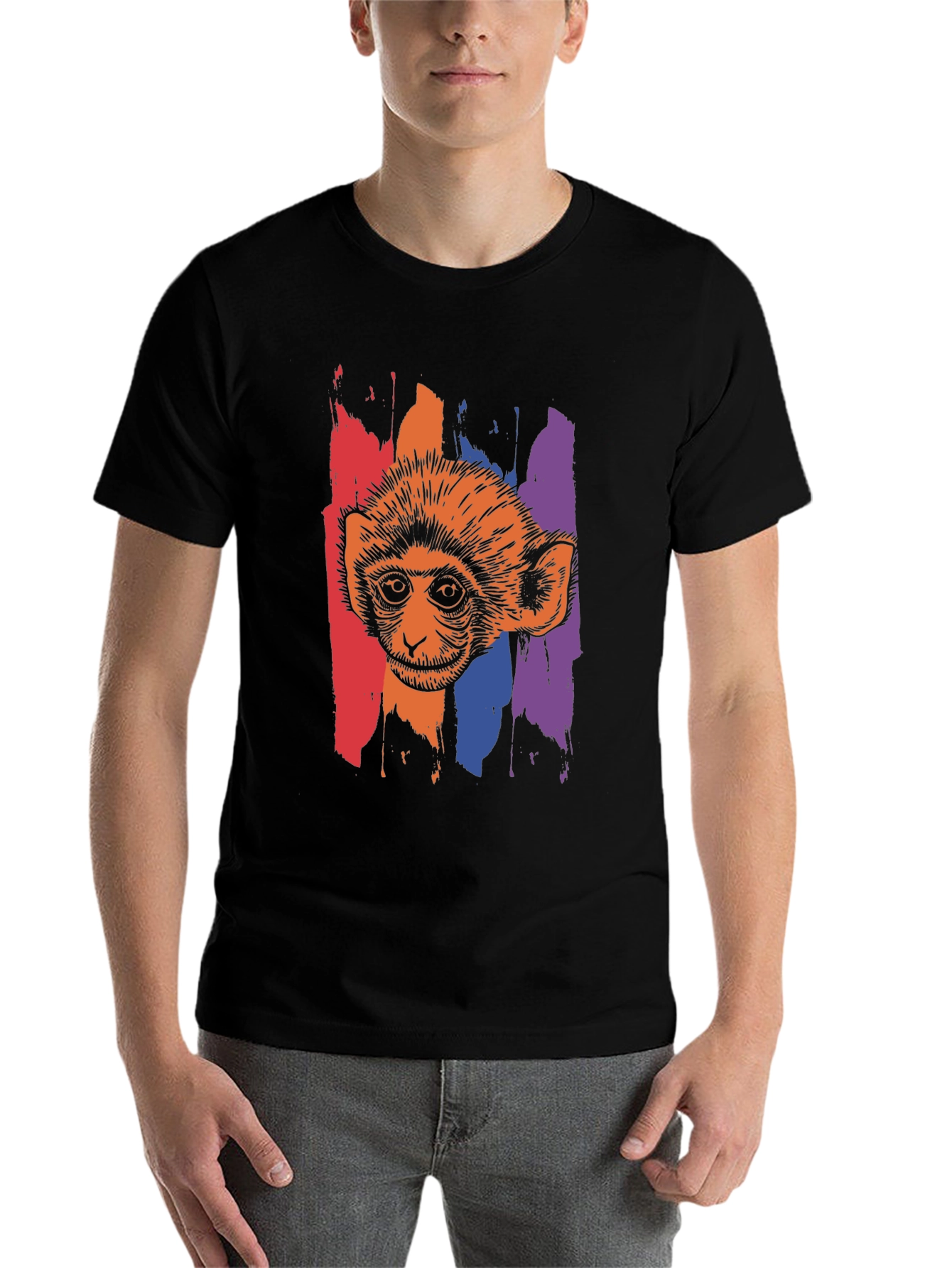 Black Monkey Graphic Print Black T-Shirt view 7