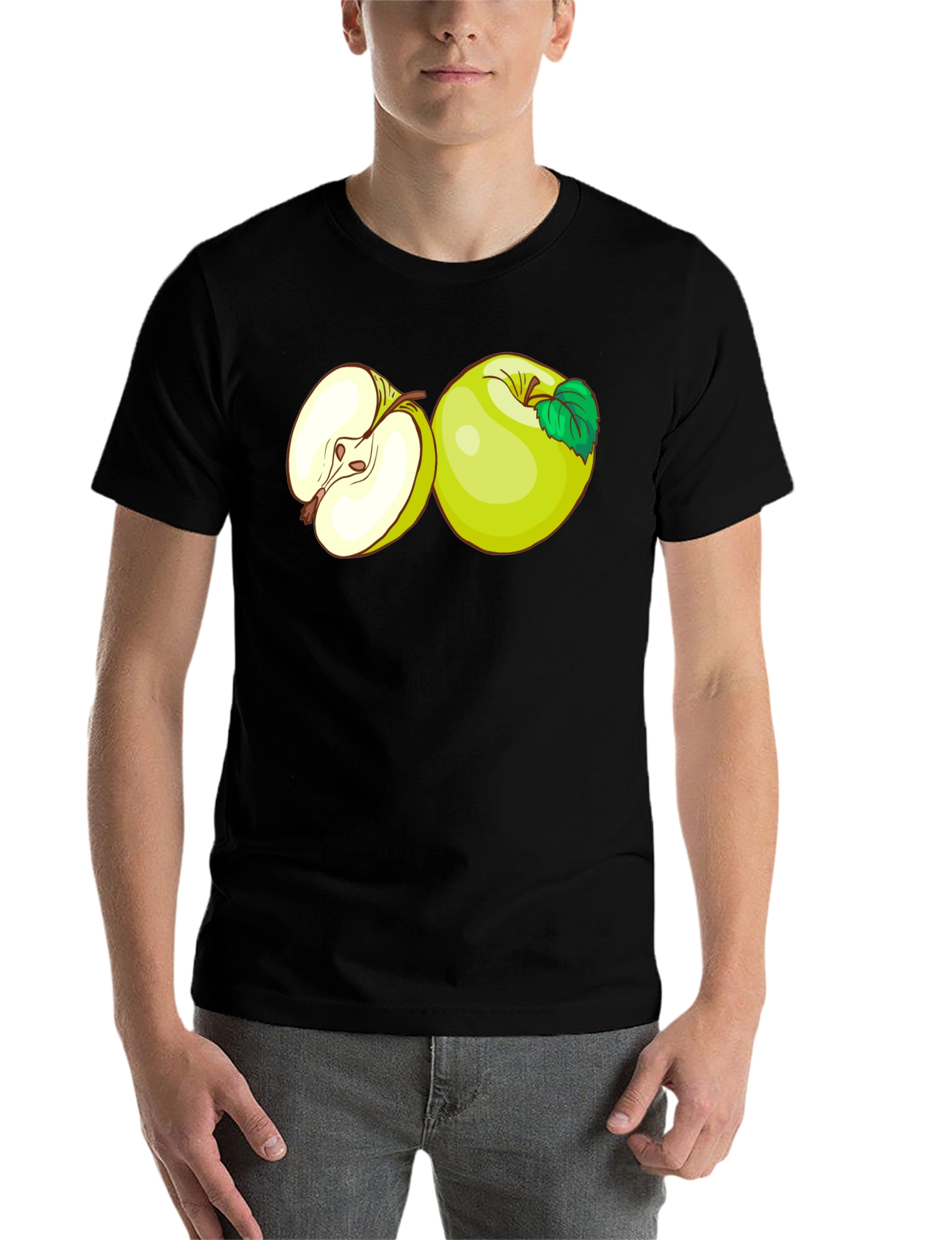 Black Apple Graphic Black T-Shirt view 7