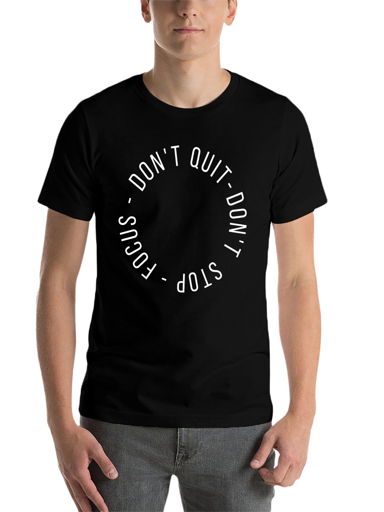 Black Motivational Graphic Tee - Don't Quit, Focus, Don't Stop view 7