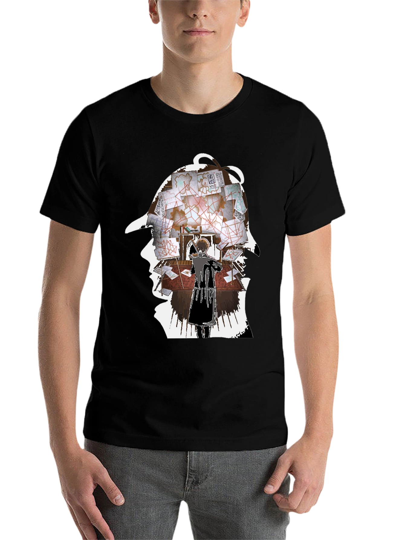 Black Sherlock Holmes Inspired Graphic Tee view 7