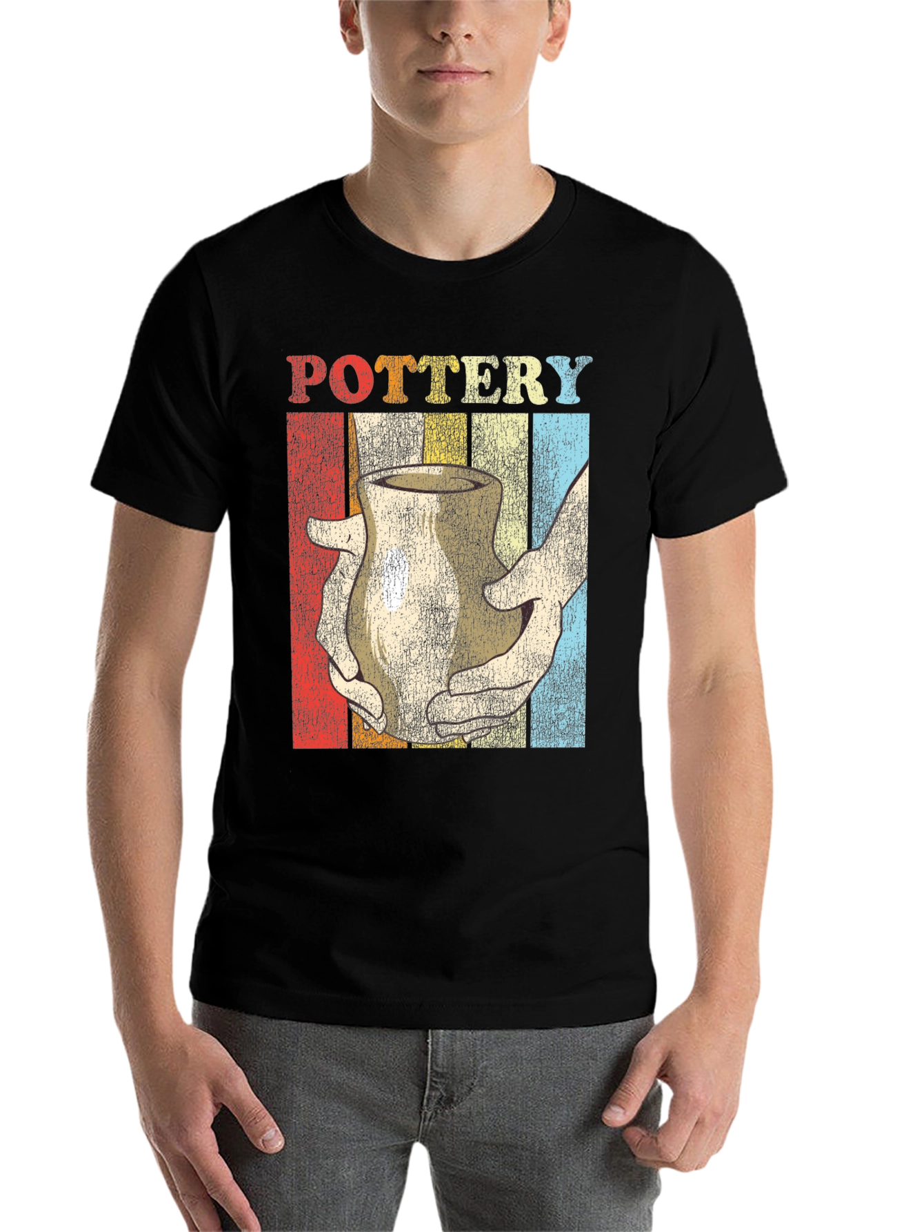 Black Retro Pottery T-Shirt - Vintage Style Ceramic Art Tee view 7