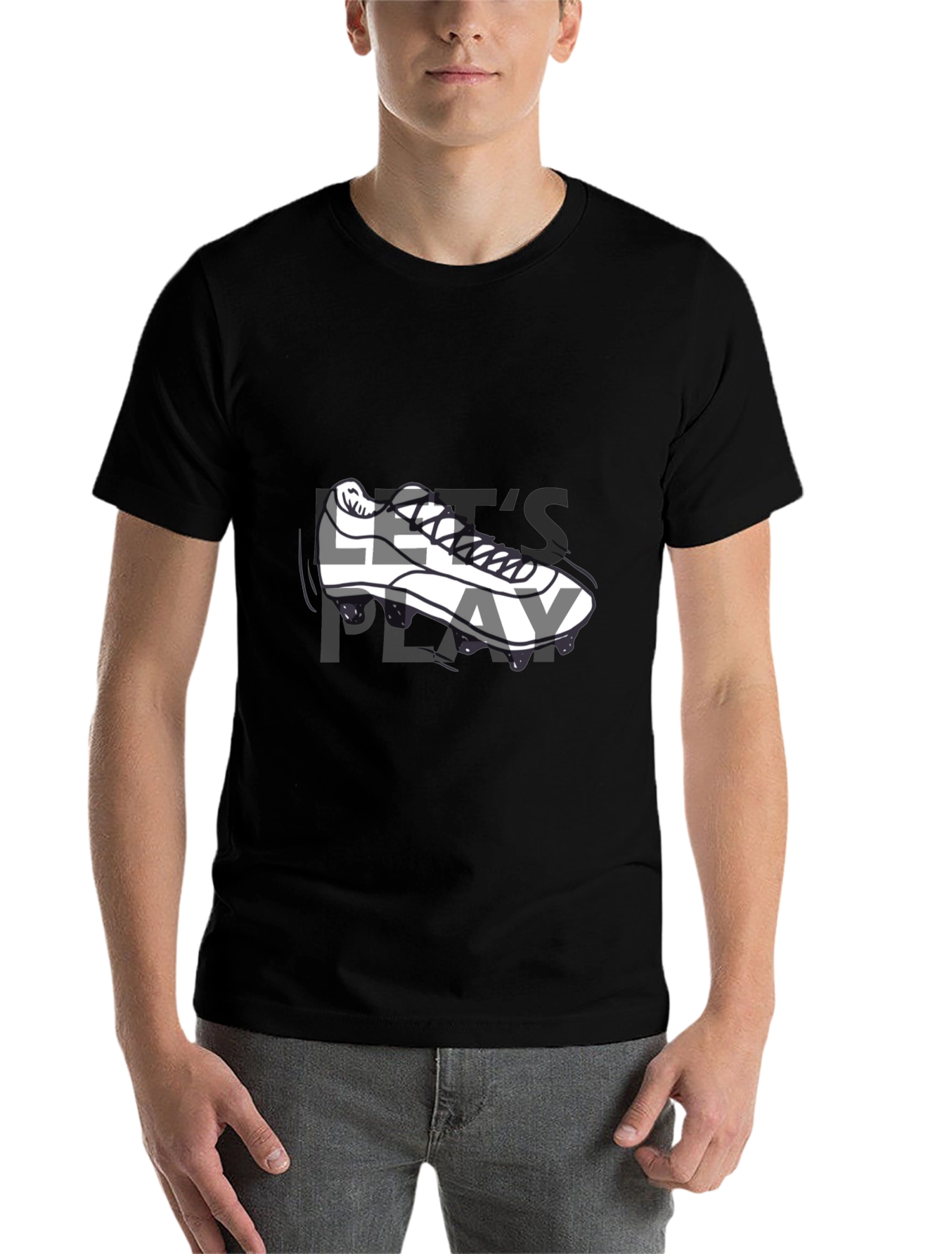 Black Let's Play T-Shirt: Sporty Shoe Graphic Tee view 7