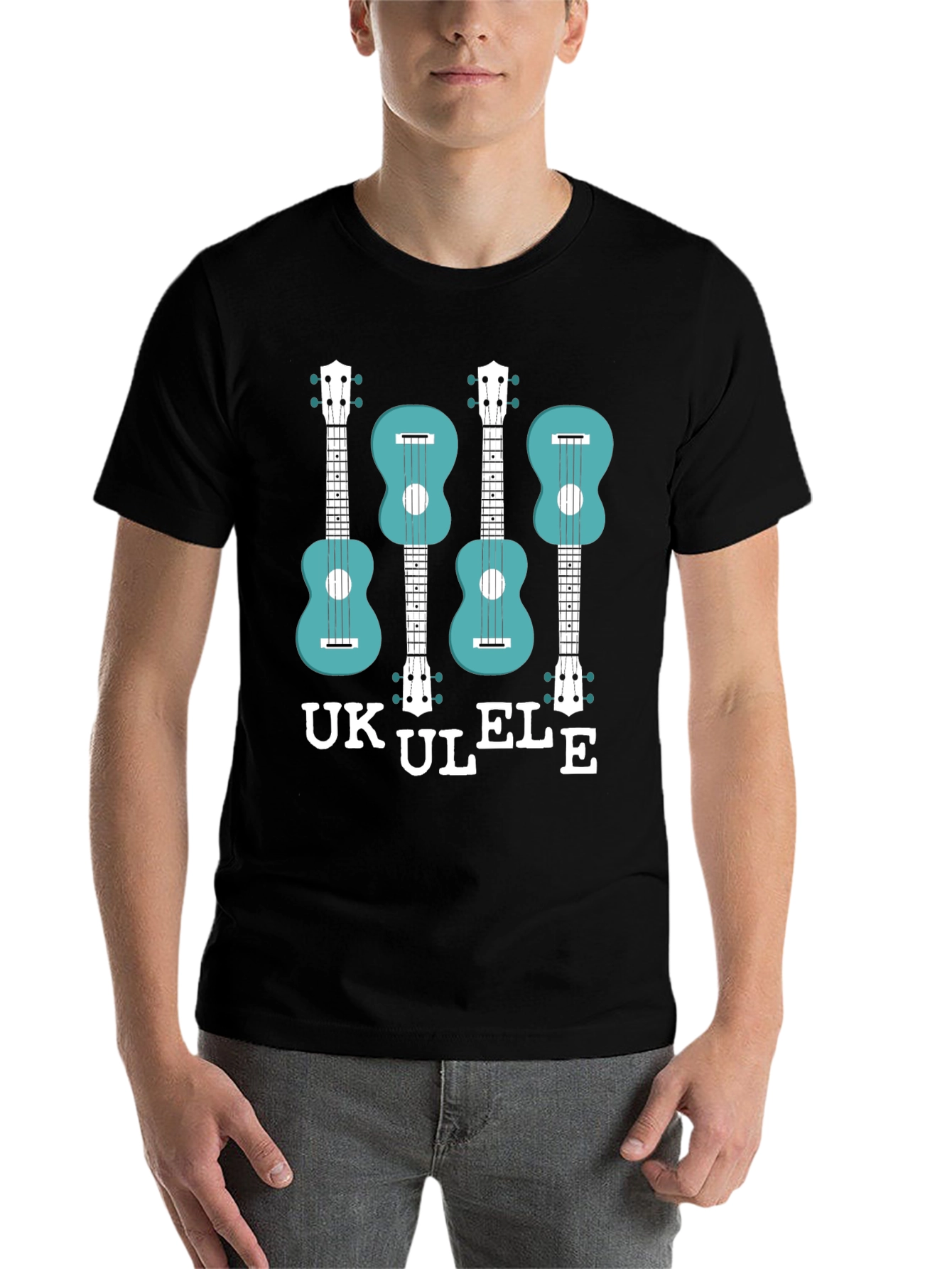 Black Ukulele Graphic T-Shirt - Musical Instrument Tee view 7