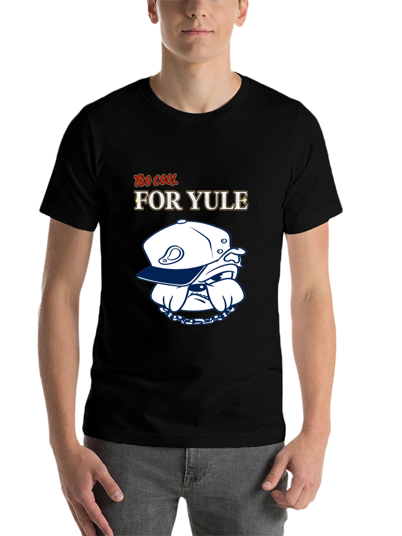Black Too Cool For Yule T-Shirt: Bulldog Style view 7