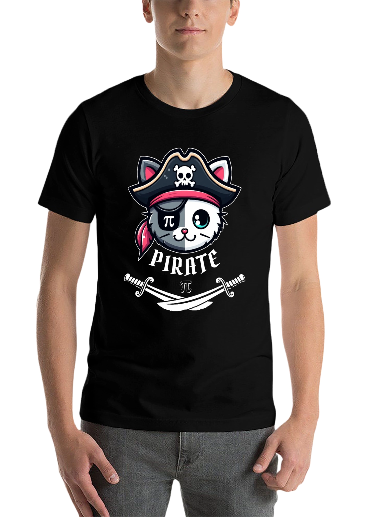 Black Pirate Cat T-Shirt - Funny Cartoon Tee view 7