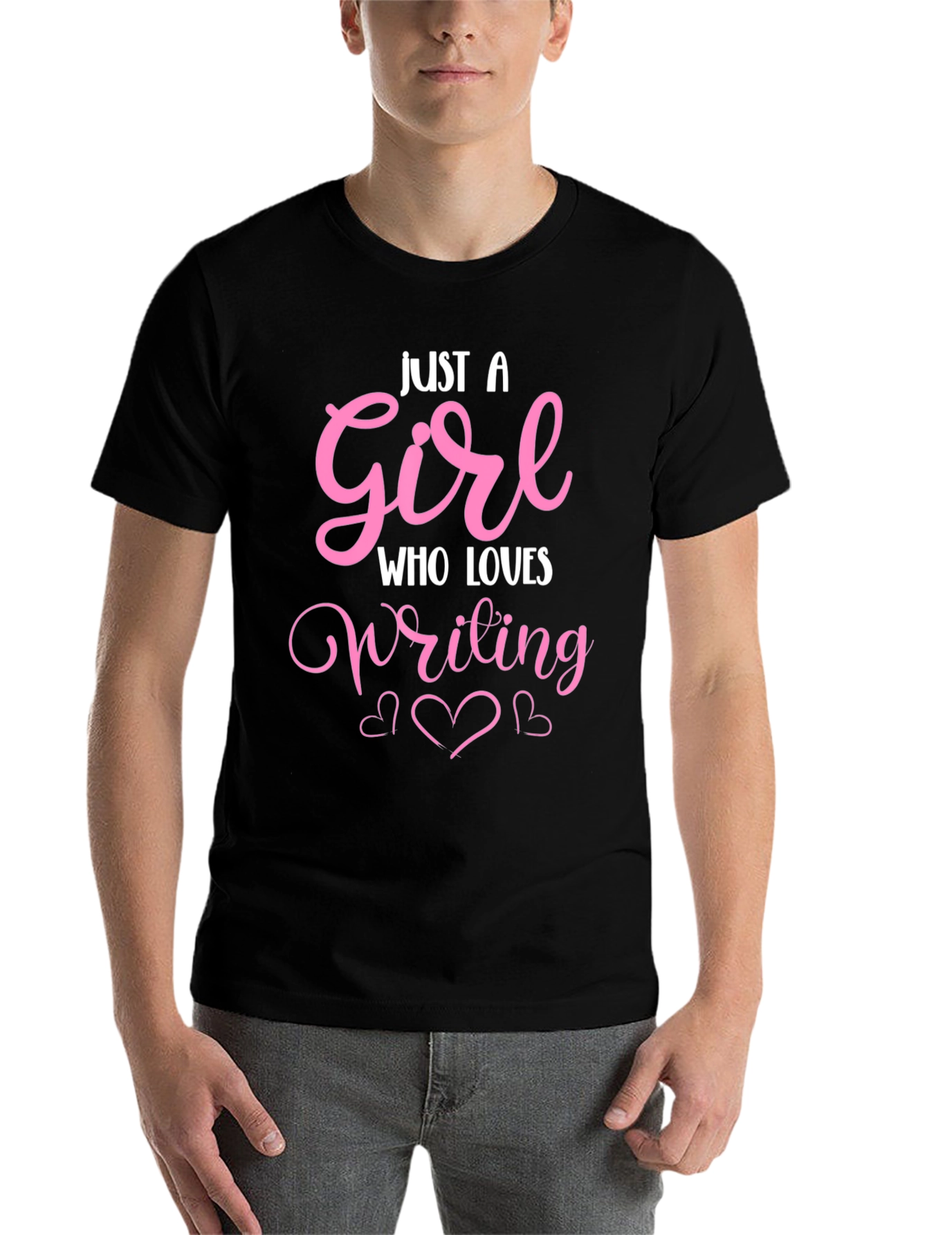 Black Just a Girl Who Loves Writing T-Shirt view 7
