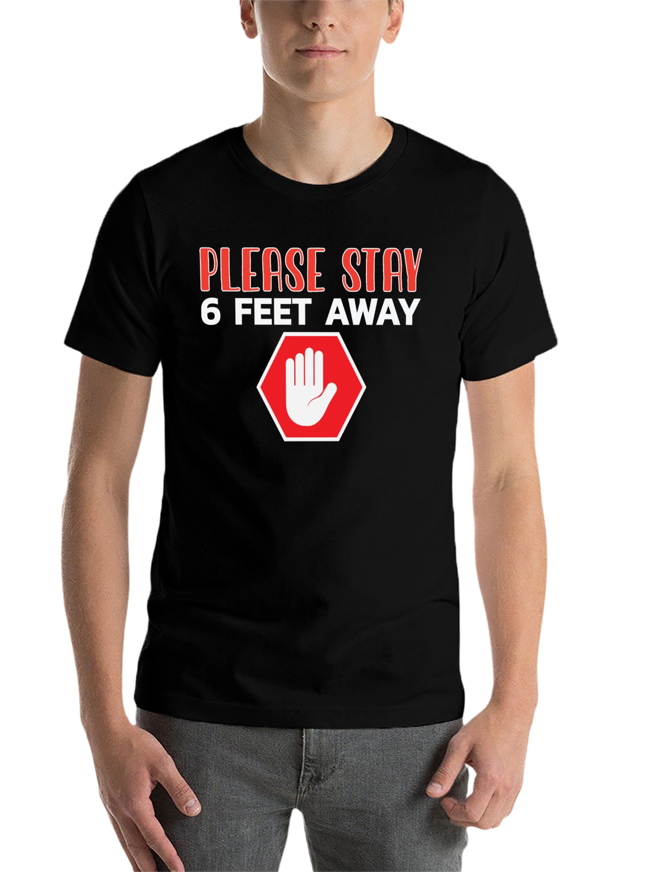 Black Stay Away Graphic Tee - Social Distancing T-Shirt view 7