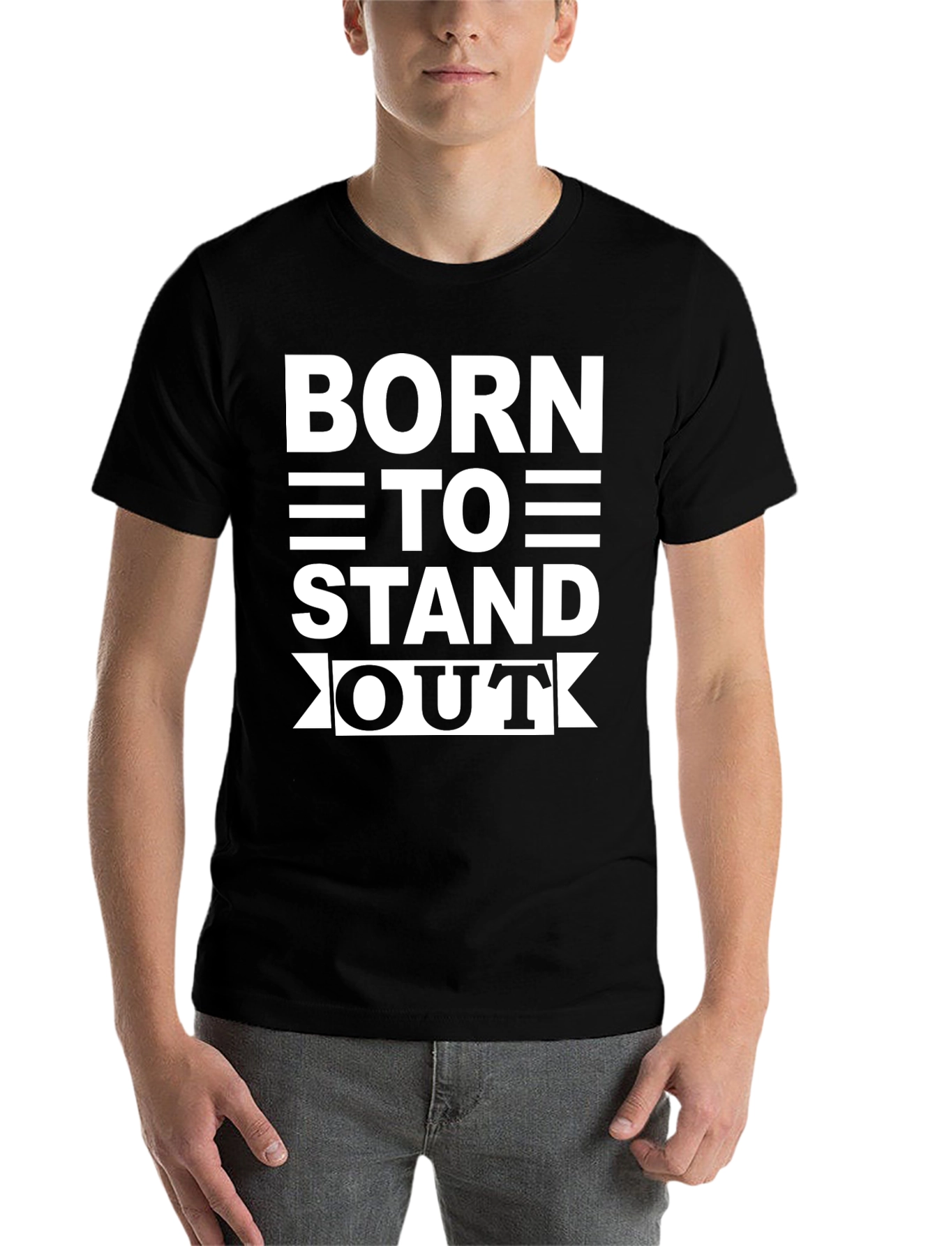 Black Born to Stand Out Graphic Tee - Bold Statement Shirt view 7