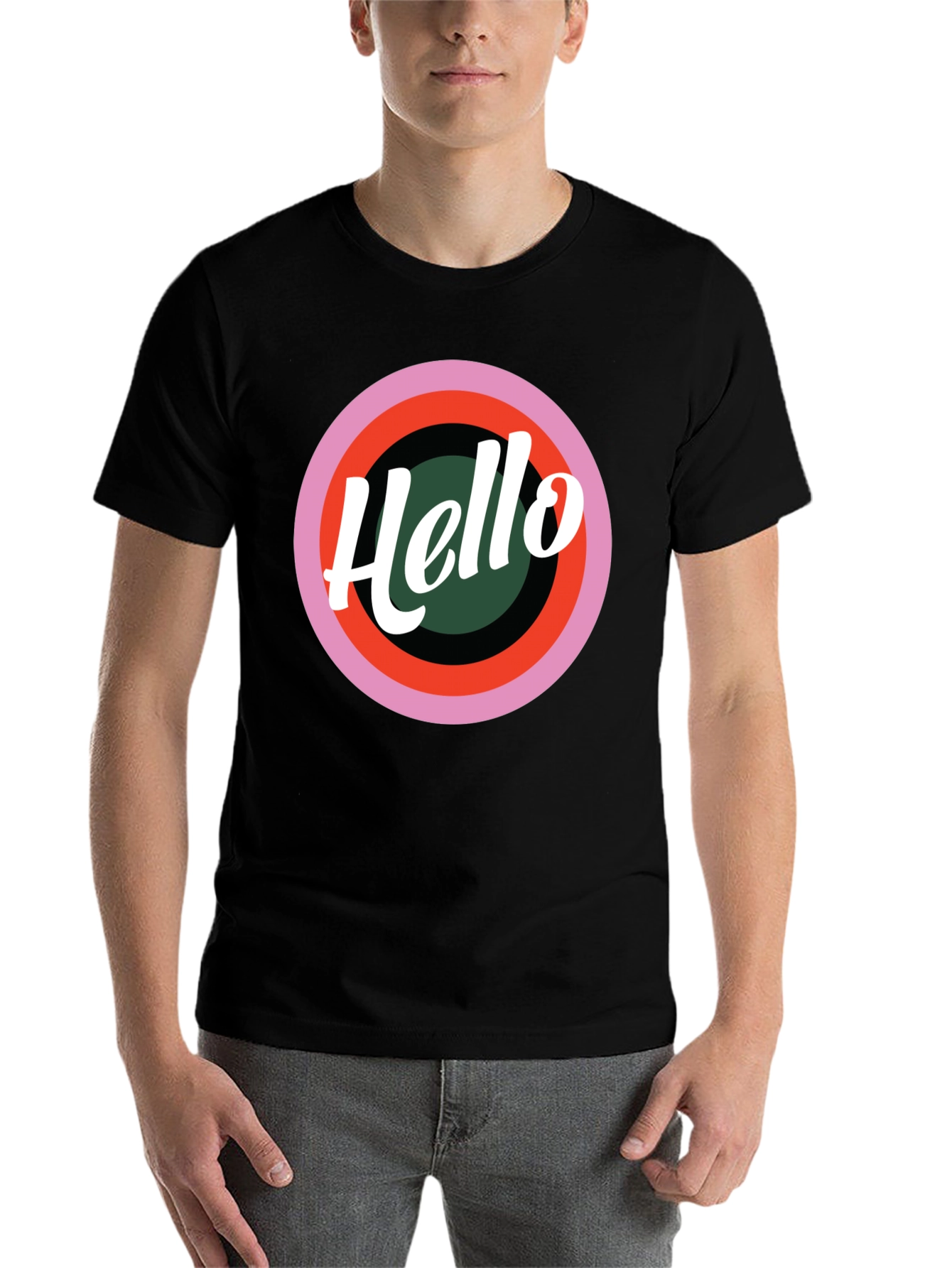 Black Hello Retro Graphic Tee - Stylish Casual T-Shirt view 7