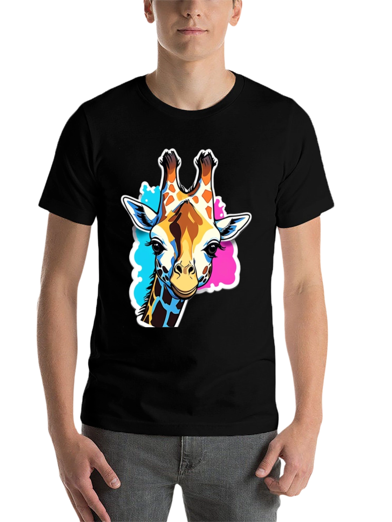 Giraffe Graphic Tee - Stylish Black T-Shirt - 7