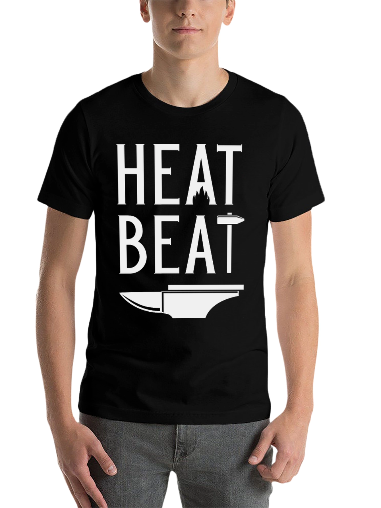 Black Heat Beat Blacksmith T-Shirt - Gift for Metal Workers view 7
