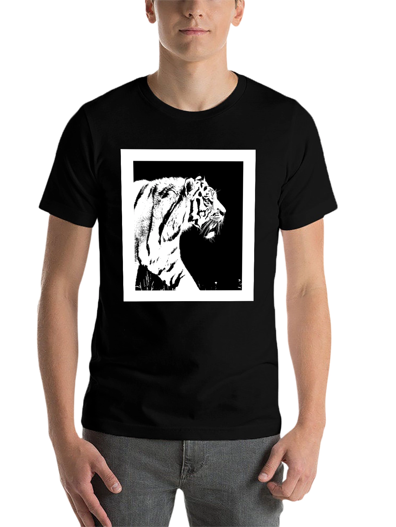 Black Tiger Graphic Tee - Black Cotton Shirt view 7