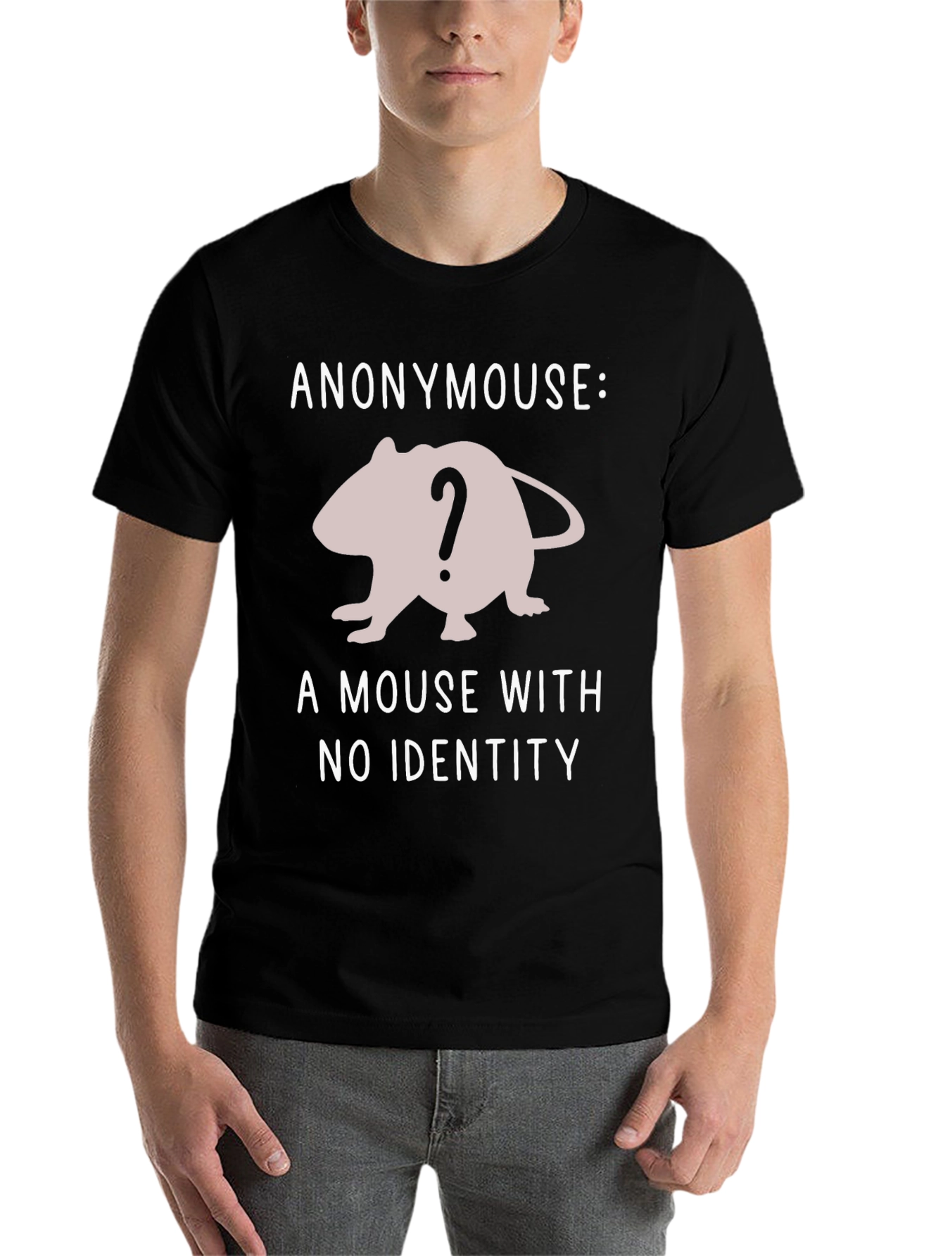 Black Anonymouse T-Shirt - A Mouse With No Identity view 7