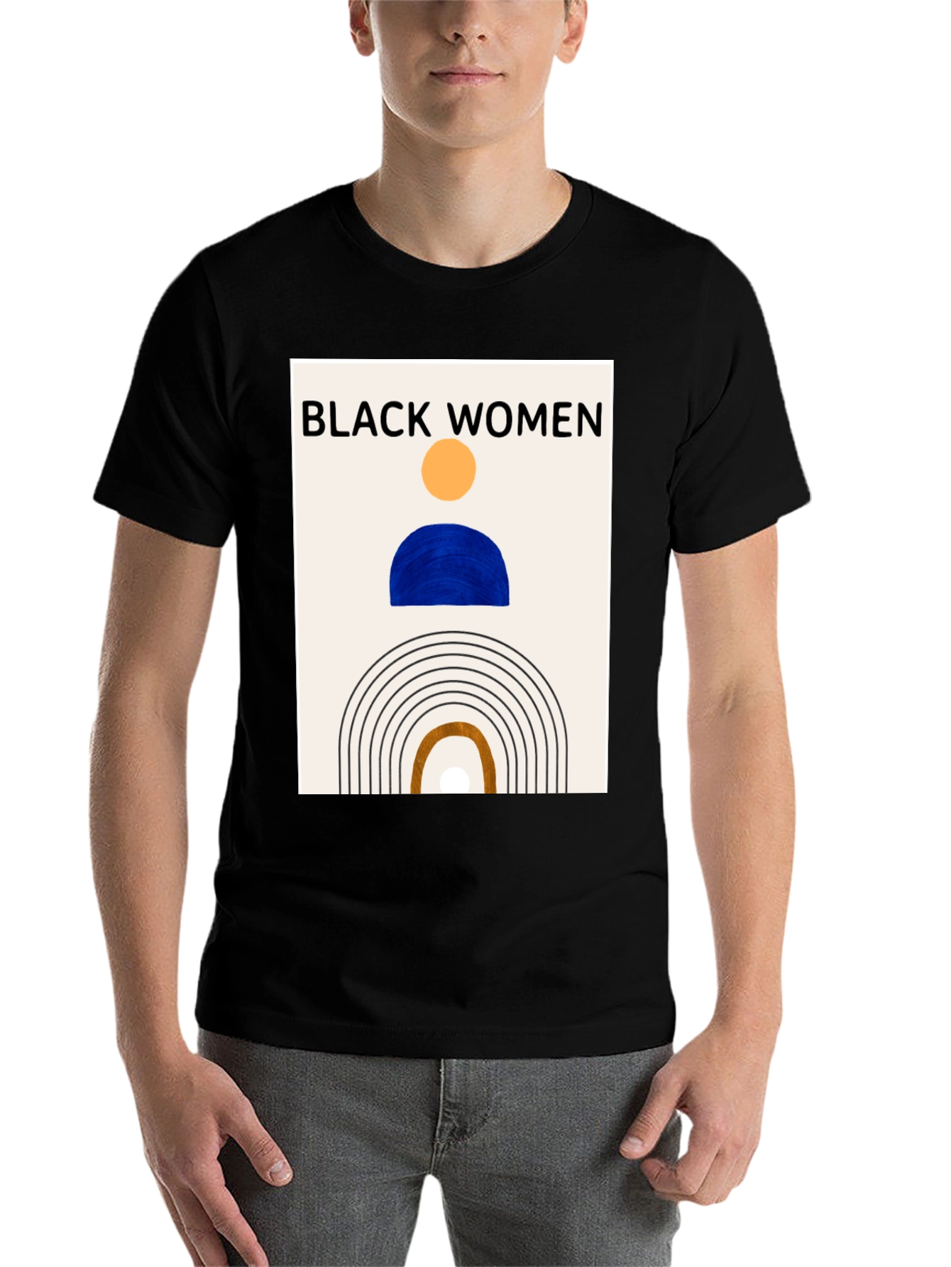 Black Black Women Graphic Tee - Modern Art T-Shirt view 7