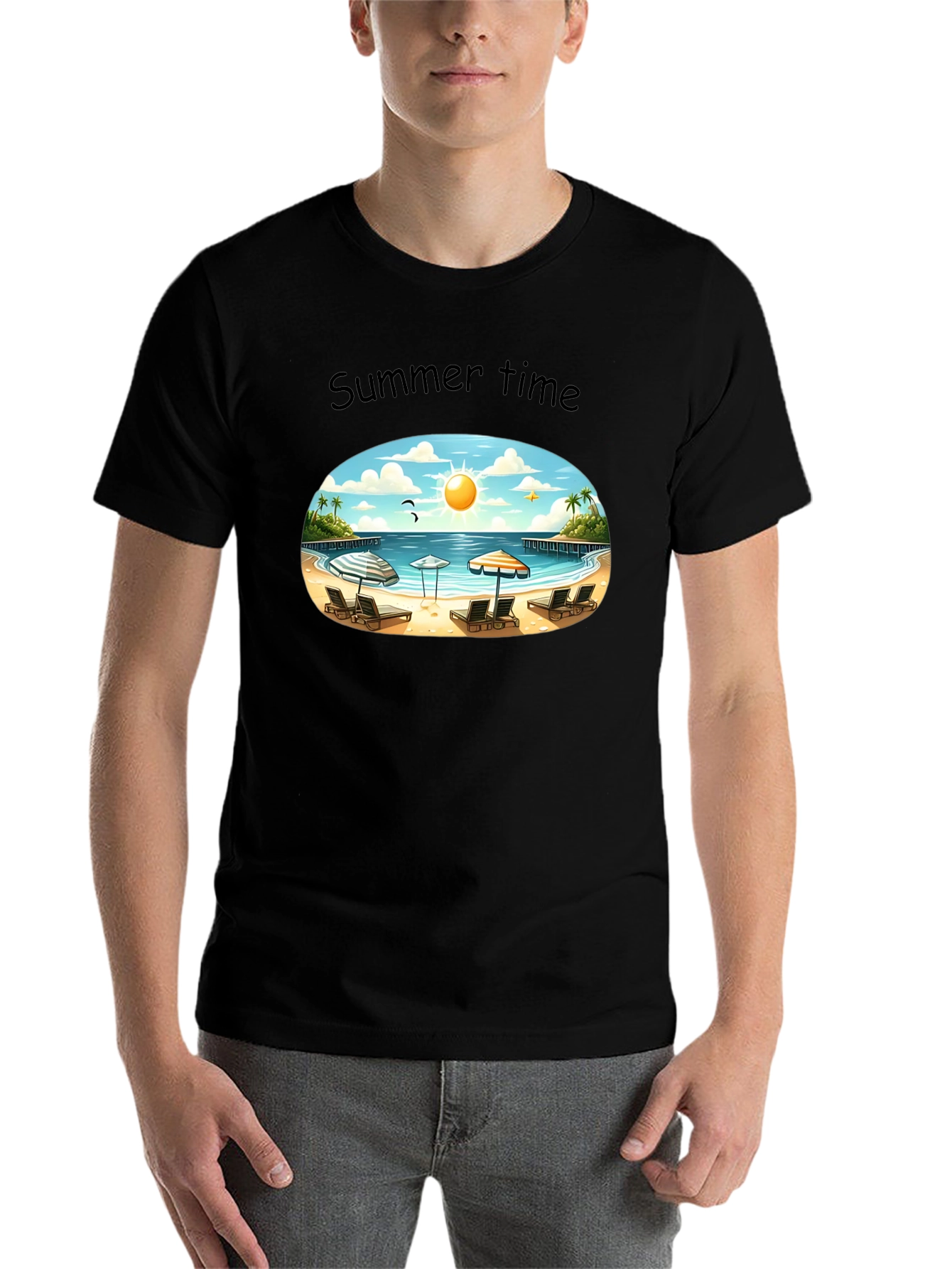 Black Summer Beach T-Shirt view 7
