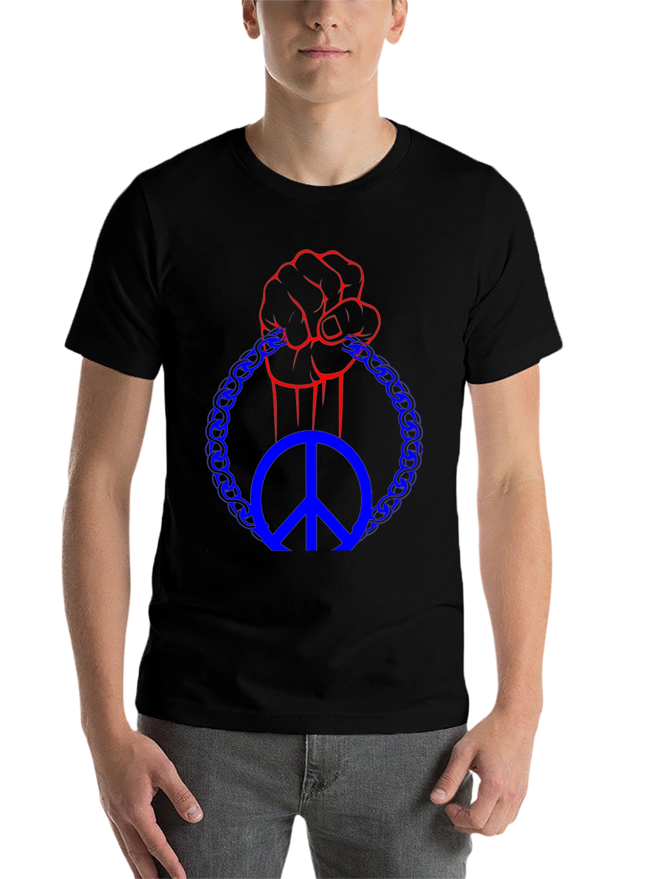 Black Peace Fist T-Shirt - Black Graphic Tee view 7