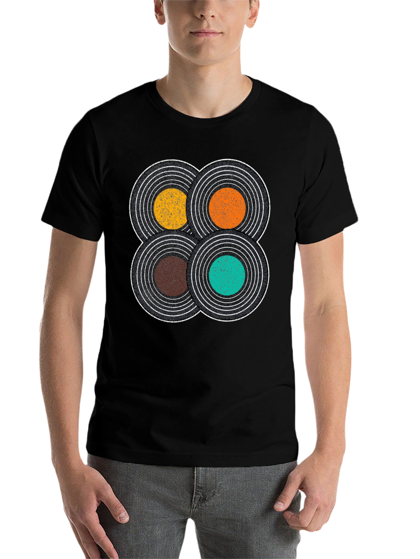 Black Retro Record T-Shirt: Vintage Vinyl Design Tee view 7