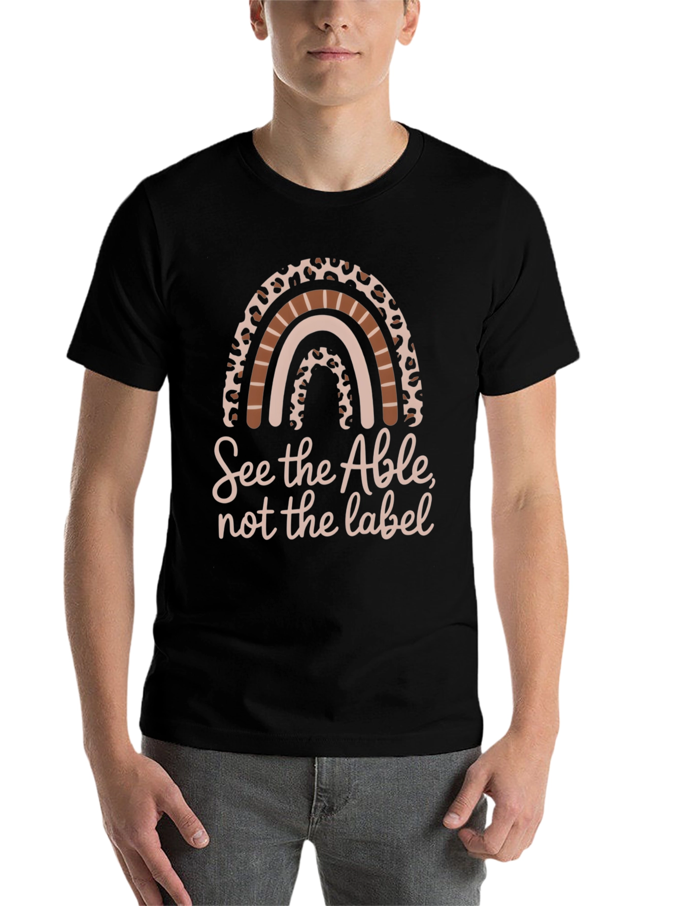 Black See The Able T-Shirt - Inspirational Rainbow Graphic Tee view 7
