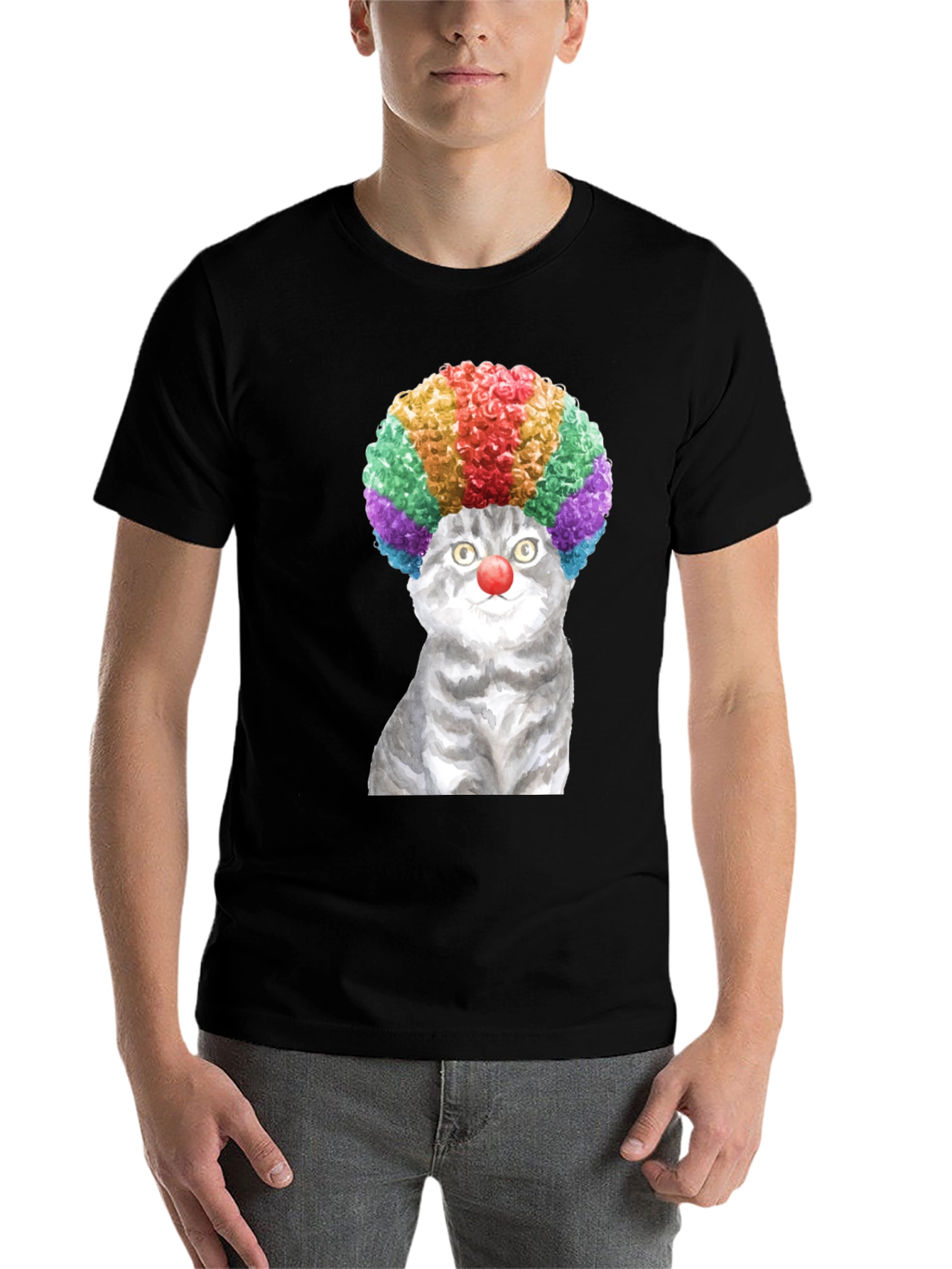 Black Clown Cat Graphic Tee - Fun & Unique T-Shirt view 7