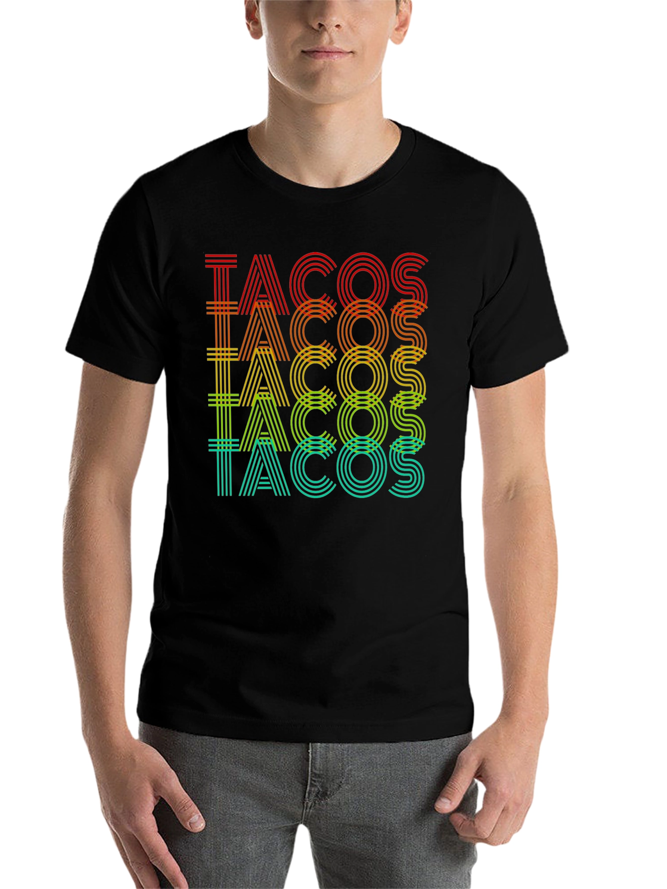 Black Tacos Graphic Print Crew Neck T-Shirt view 7