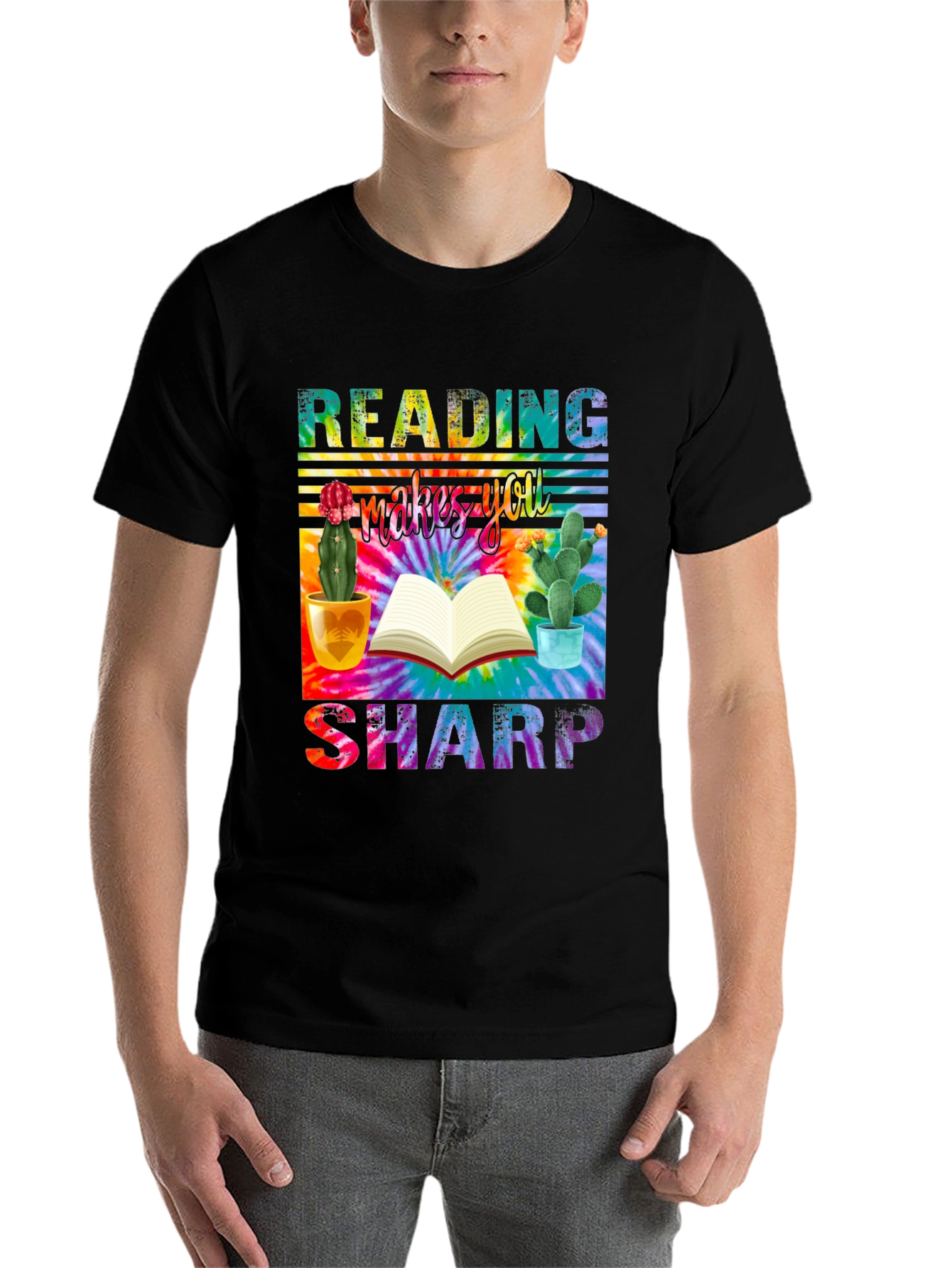 Black Reading Makes You Sharp T-Shirt view 7