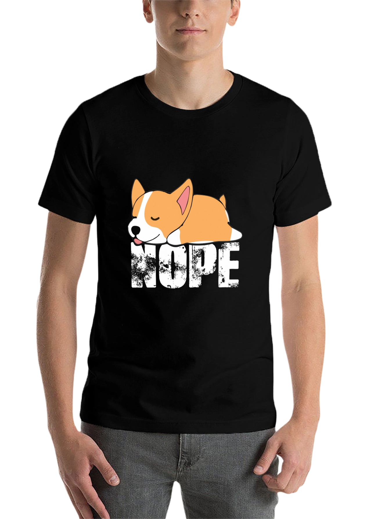 Black Nope Corgi Graphic Tee - Relaxed Fit view 7
