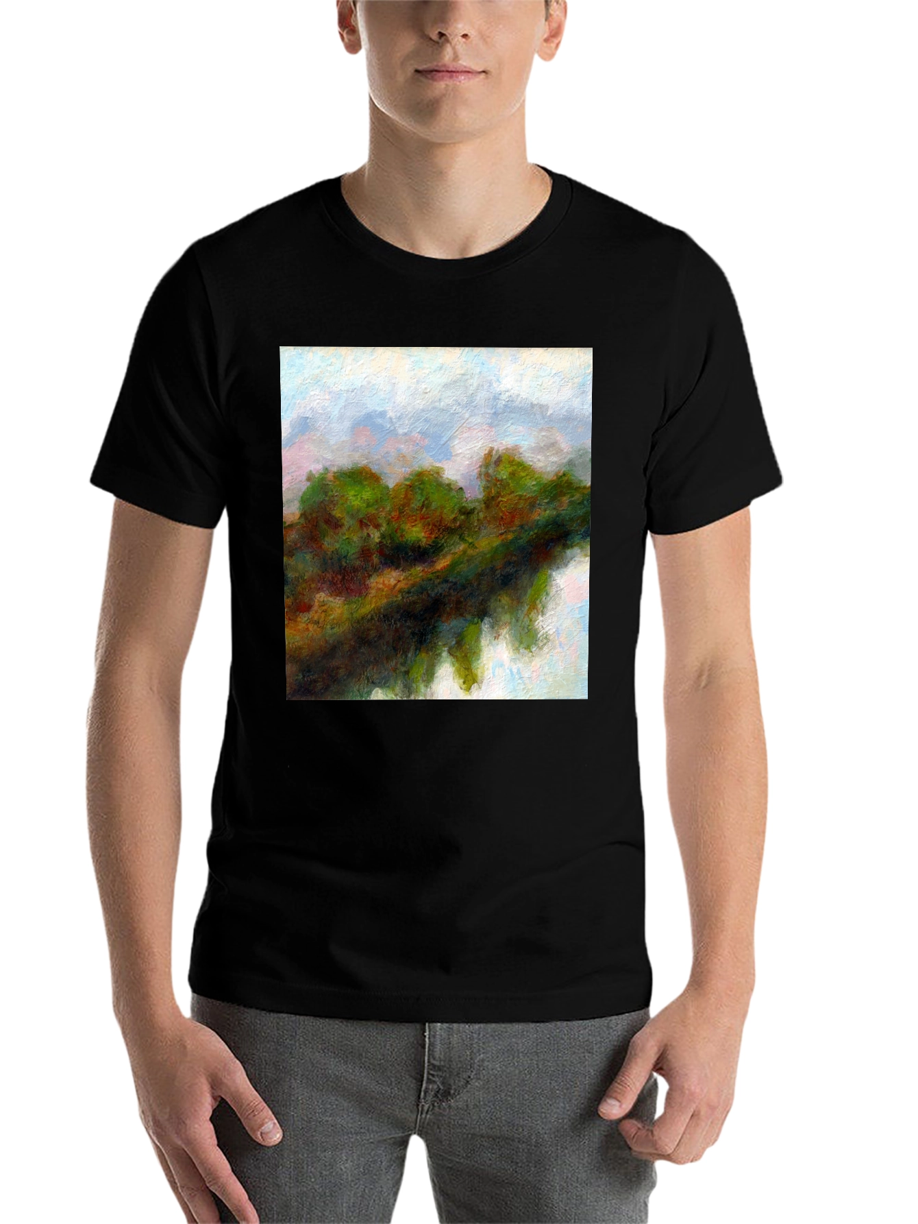 Black Abstract Landscape Graphic Tee view 7