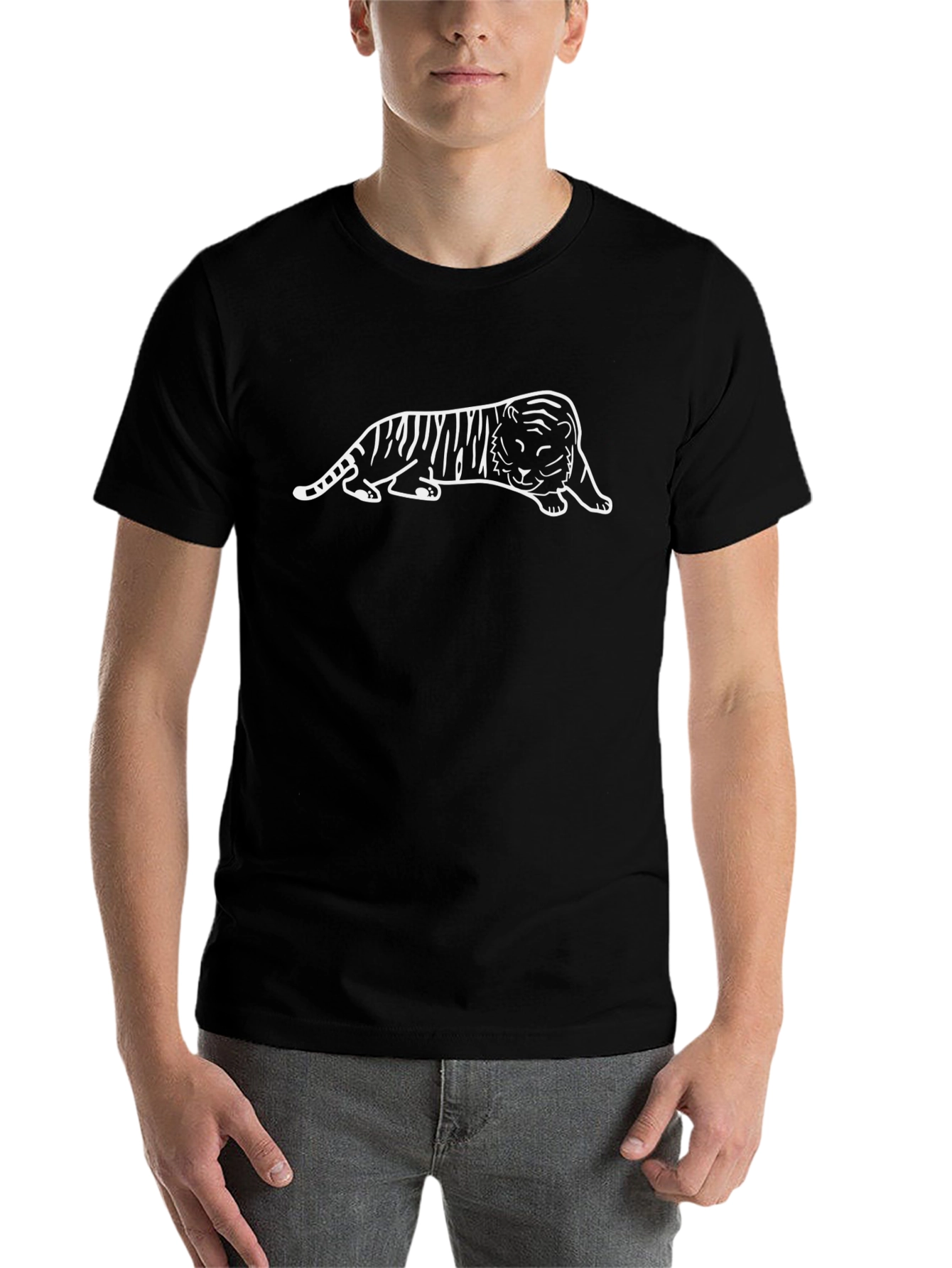 Black Cool Tiger Graphic Black T-Shirt view 7