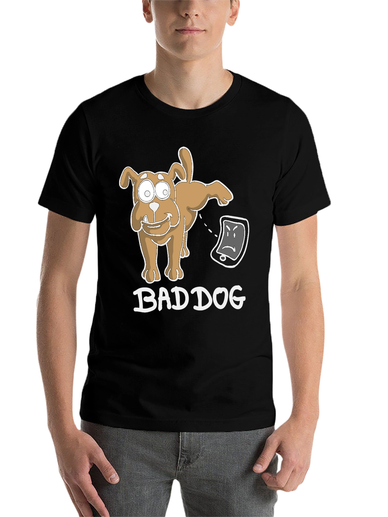 Black Bad Dog Funny T-Shirt view 7