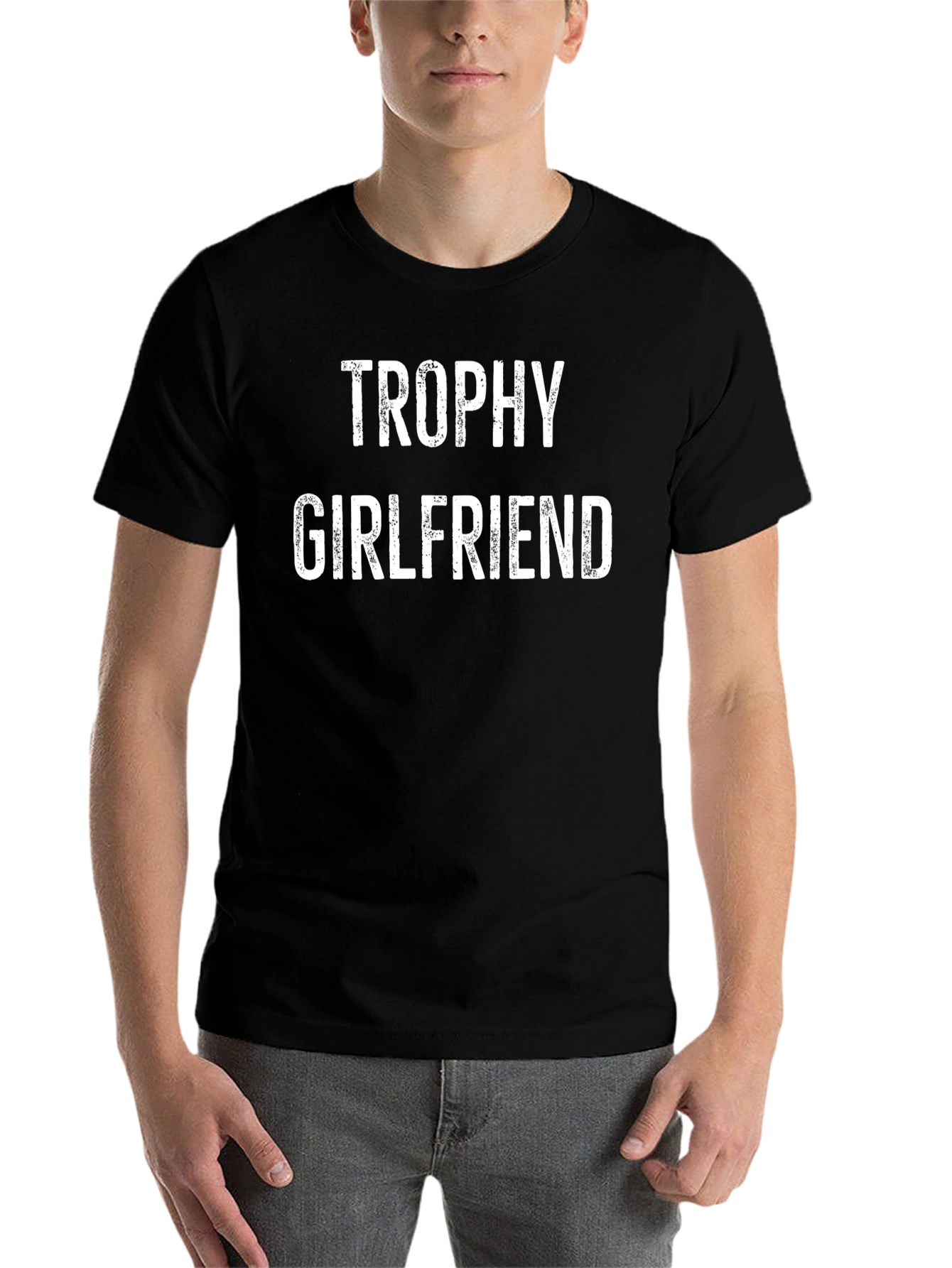 Black Trophy Girlfriend Graphic Tee - Black Cotton T-Shirt view 7