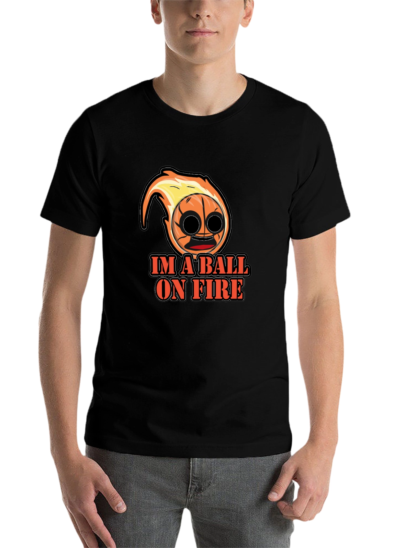 Black Im a Ball On Fire Graphic Tee - Black Cotton Blend view 7