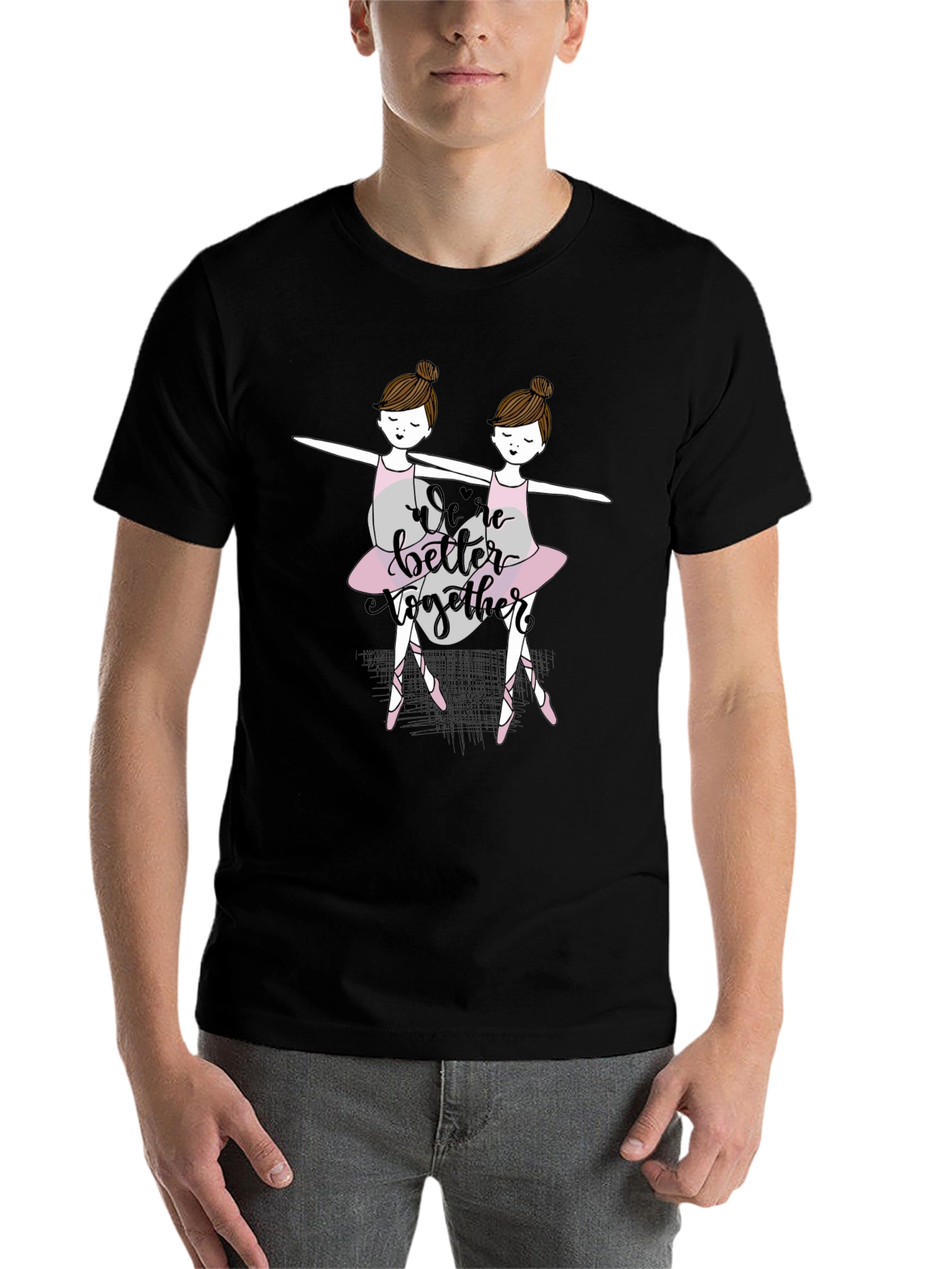 Black Ballerina Twin Dance Graphic T-Shirt view 7
