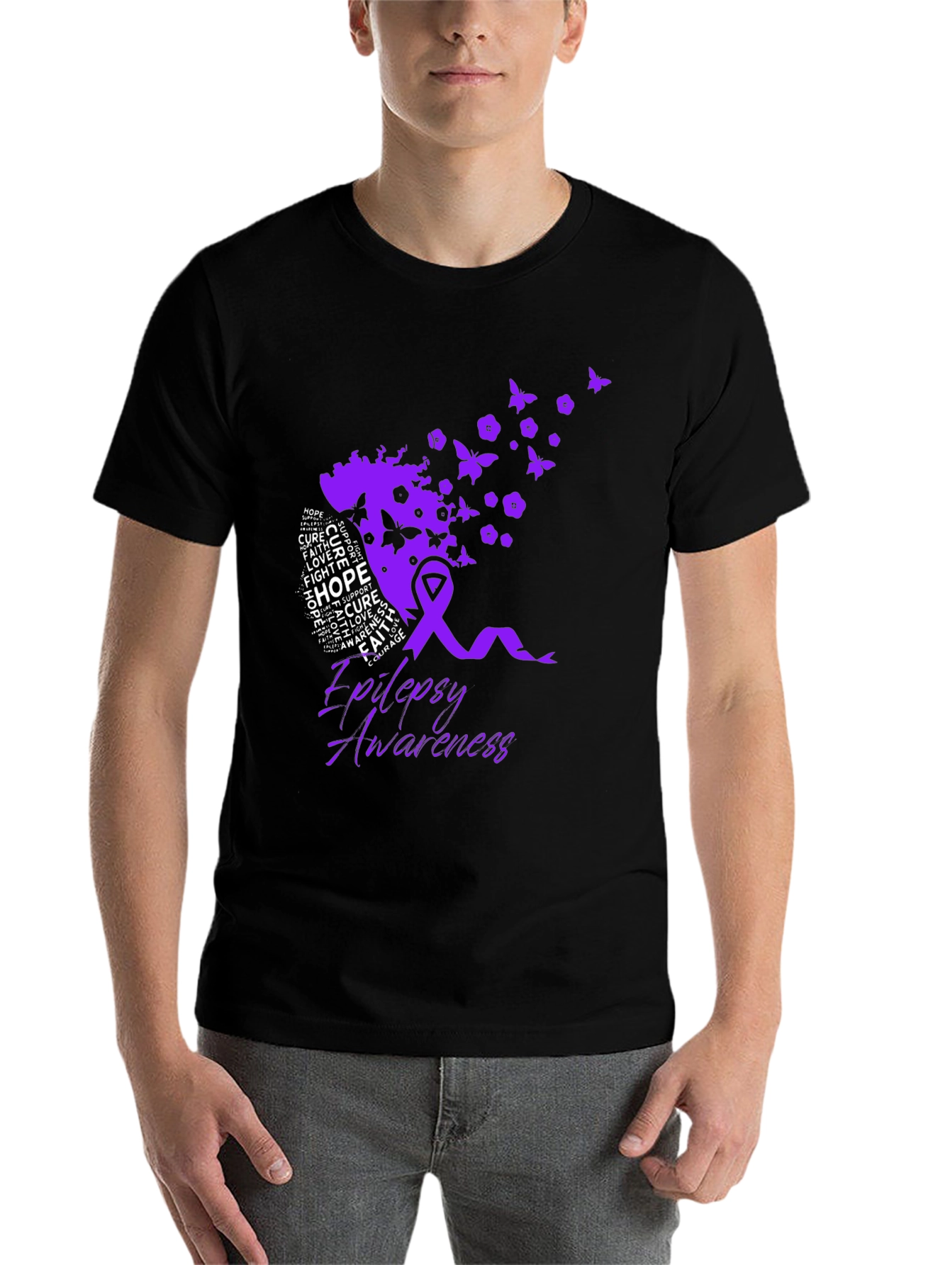 Epilepsy Awareness T-Shirt - Purple Ribbon Design - 7