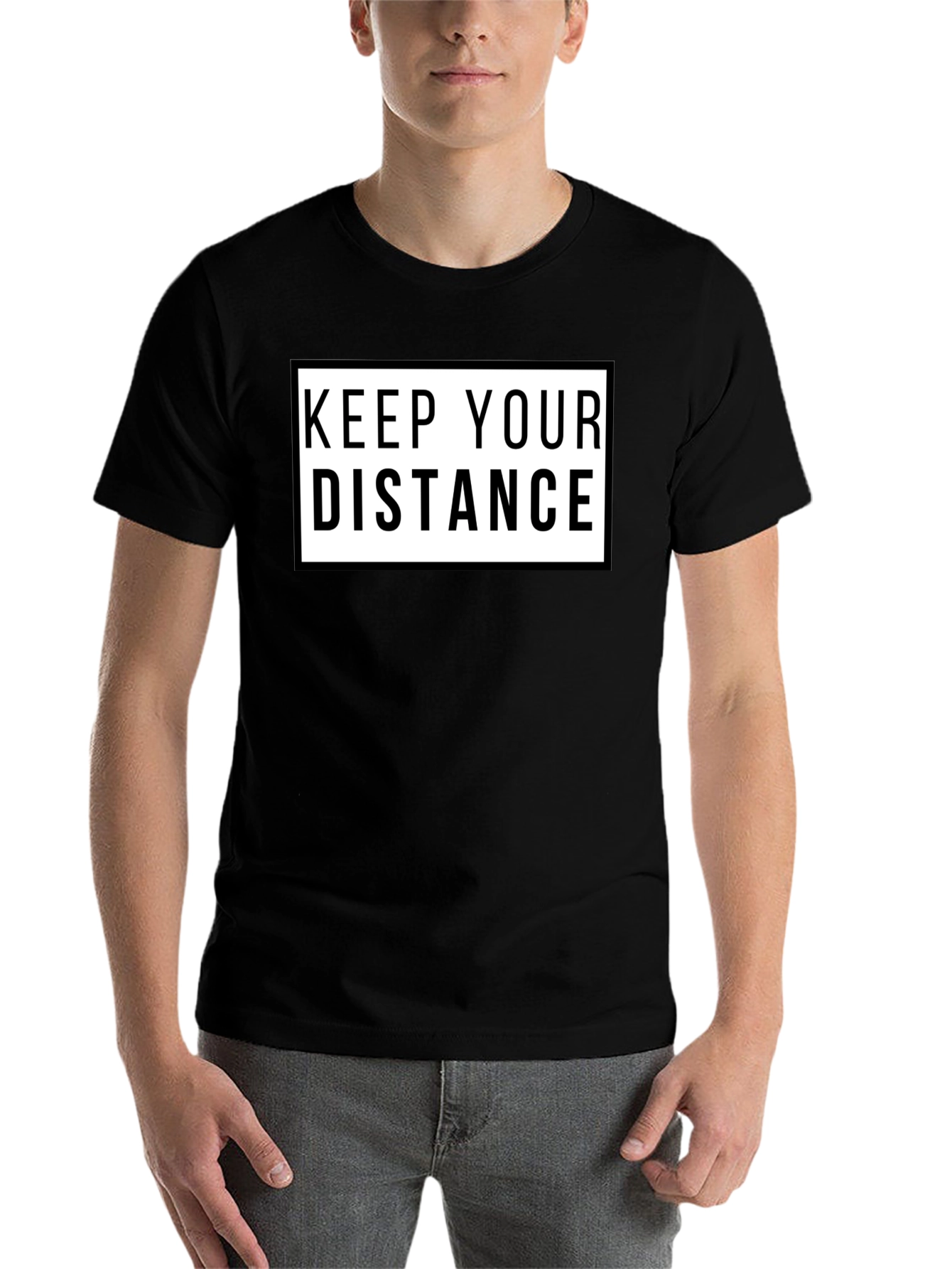 Black Keep Your Distance Graphic Tee - Black view 7