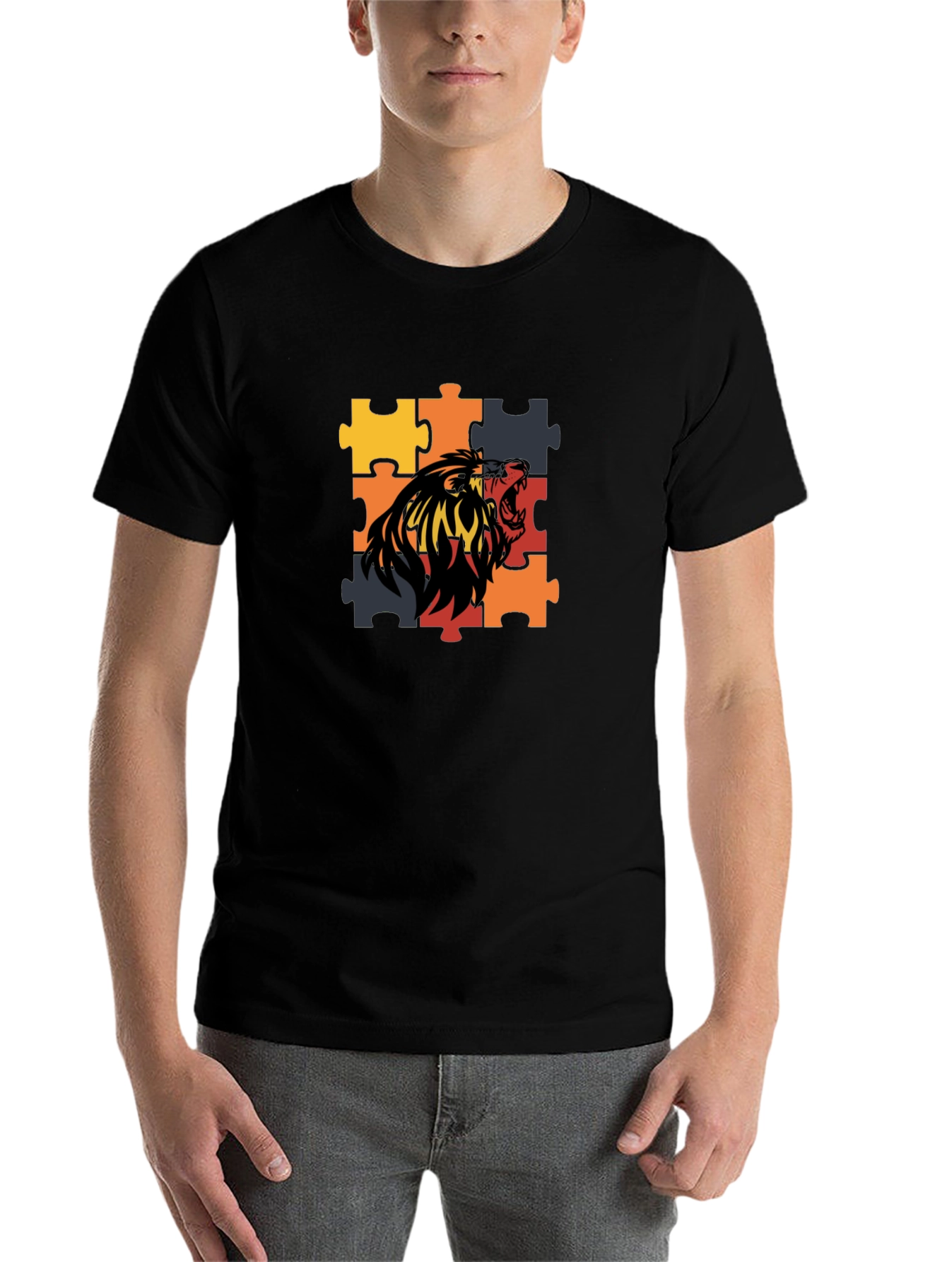 Puzzle Lion Graphic Tee - Premium Cotton Blend - 7