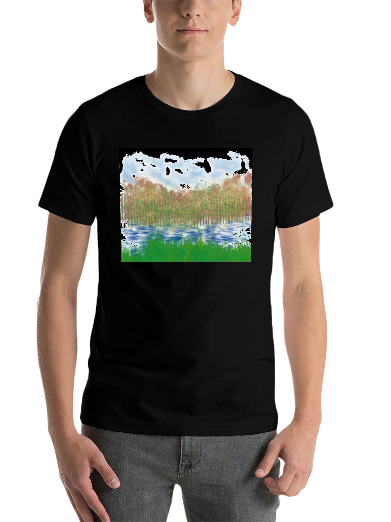 Black Nature Inspired Black T-Shirt view 7
