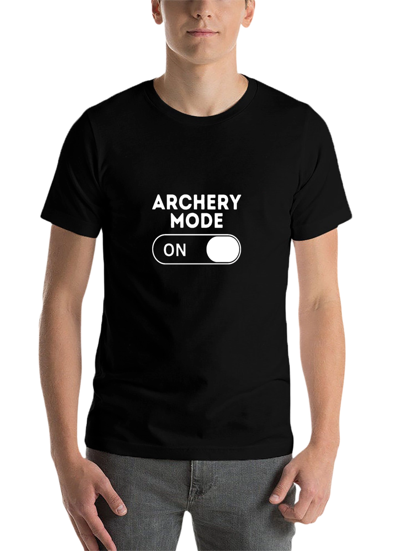 Black Archery Mode ON T-Shirt - Black Graphic Tee view 7