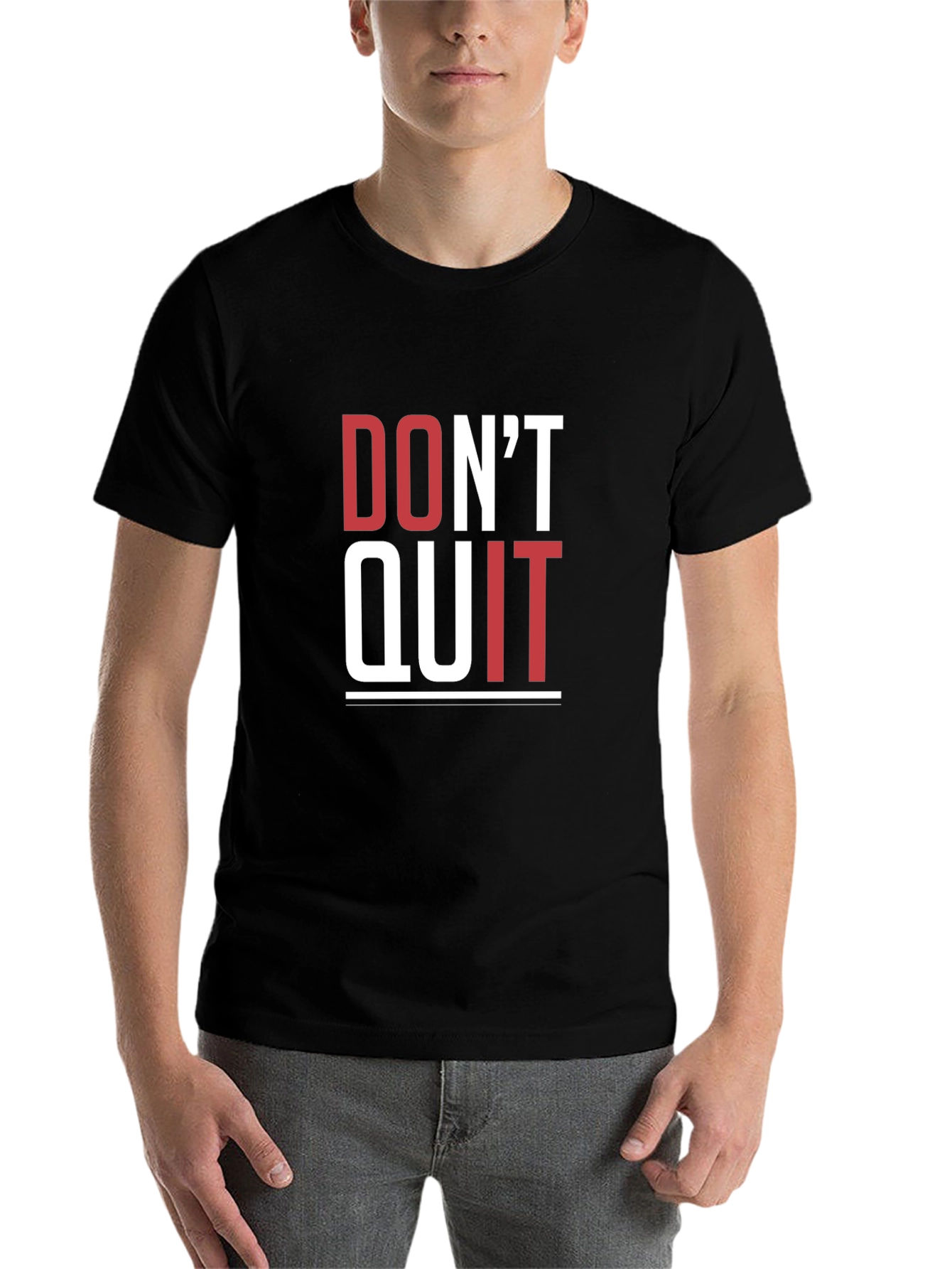 Black Motivational Graphic Tee - Don't Quit T-Shirt view 7