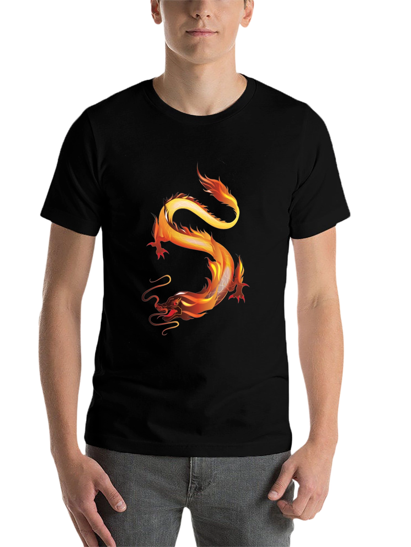 Black Fiery Dragon Graphic Tee - Black view 7